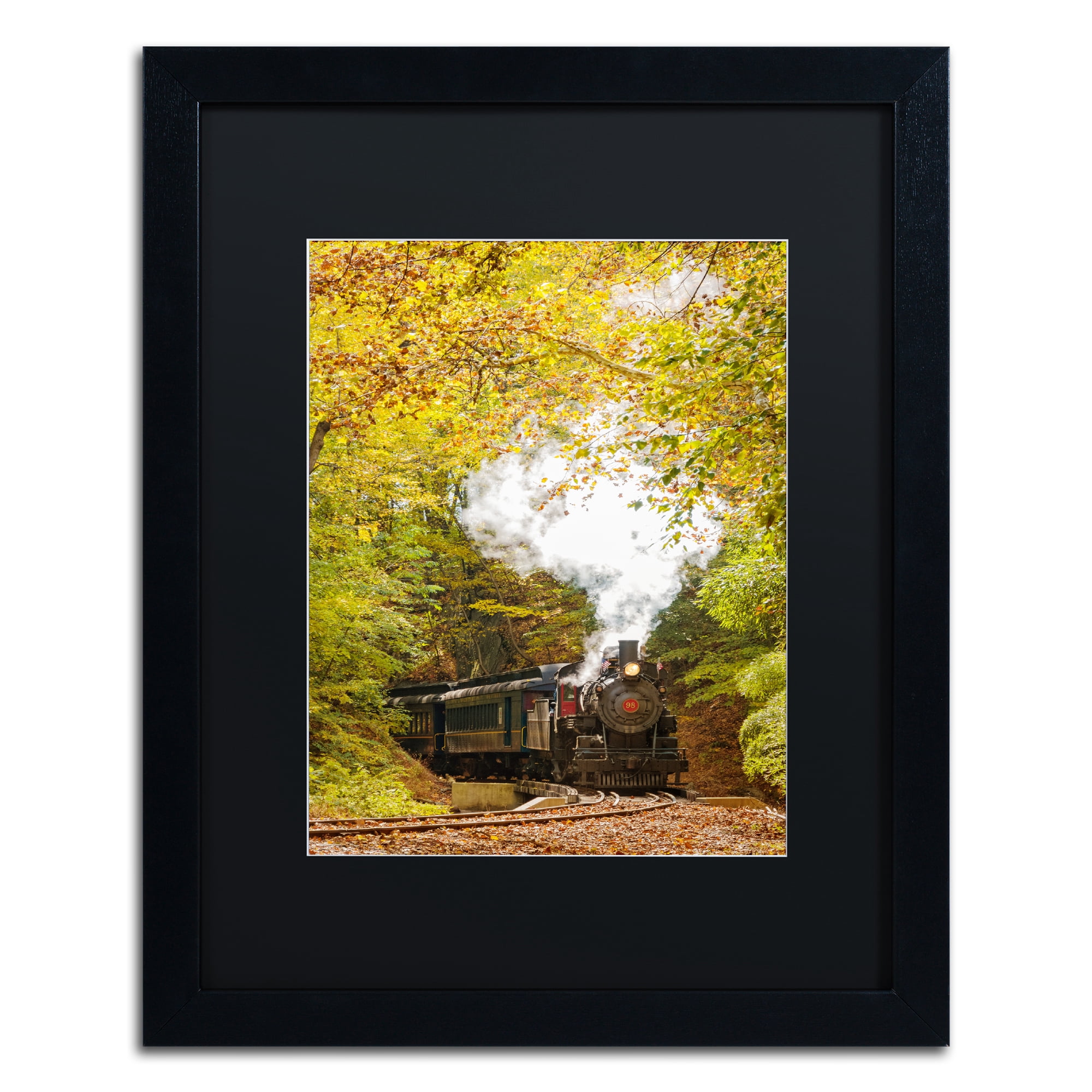 Trademark Fine Art 'Steam Train with Autumn Foliage' Black Framed Art by PIPA Fine Art