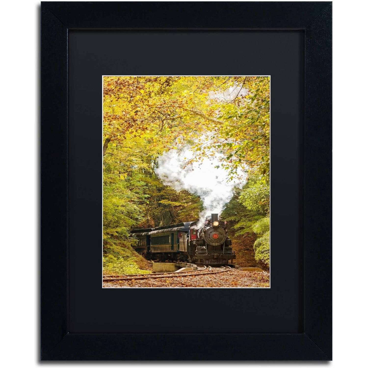 Trademark Fine Art 'Steam Train with Autumn Foliage' Canvas Art by PIPA Fine Art, Black Matte, Black Frame