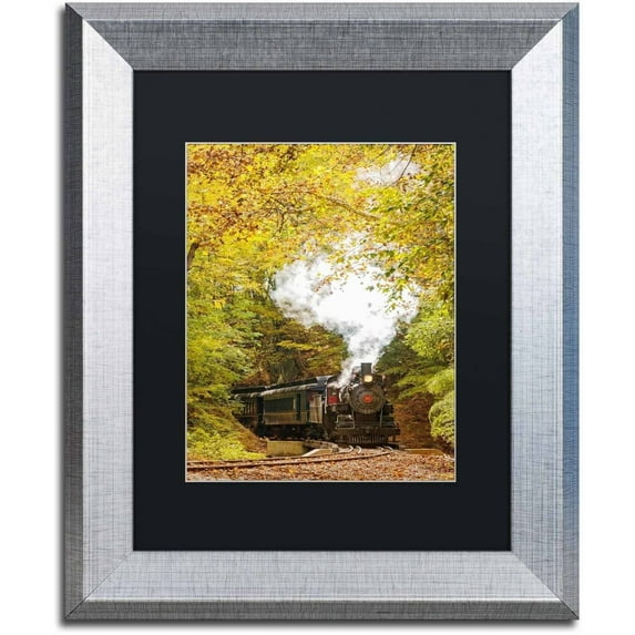 Trademark Fine Art 'Steam Train with Autumn Foliage' Canvas Art by PIPA Fine Art, Black Matte, Silver Frame