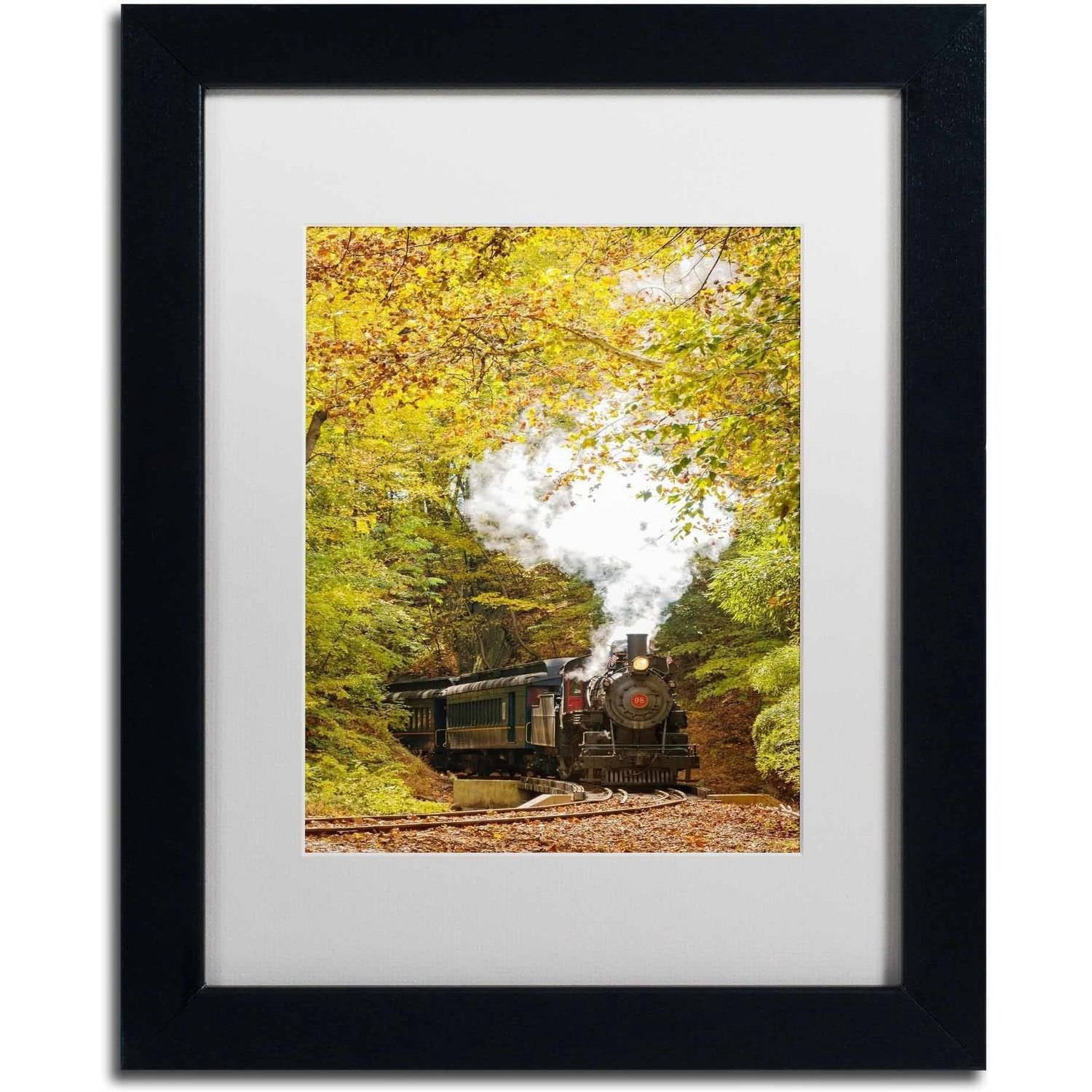 Trademark Fine Art 'Steam Train with Autumn Foliage' Canvas Art by PIPA Fine Art, White Matte, Black Frame