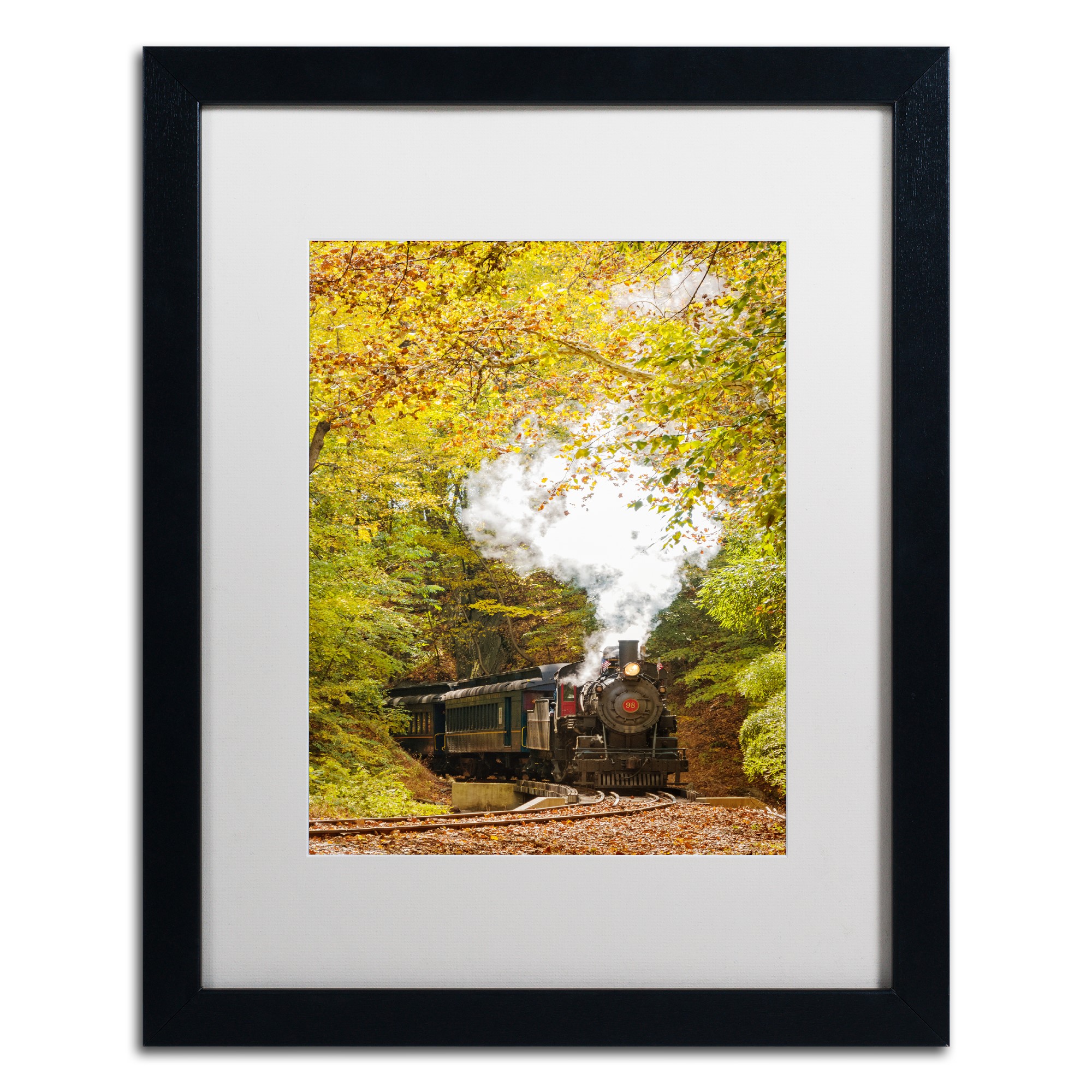 Trademark Fine Art 'Steam Train with Autumn Foliage' Canvas Art by PIPA Fine Art, White Matte, Black Frame