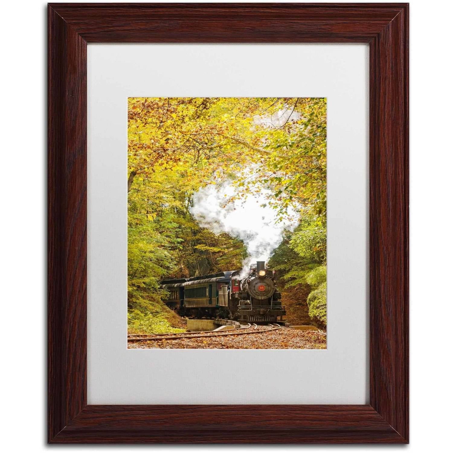 Trademark Fine Art 'Steam Train with Autumn Foliage' Canvas Art by PIPA Fine Art, White Matte, Wood Frame