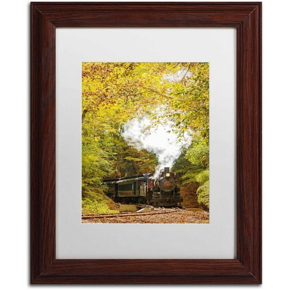 Trademark Fine Art 'Steam Train with Autumn Foliage' Canvas Art by PIPA Fine Art, White Matte, Wood Frame