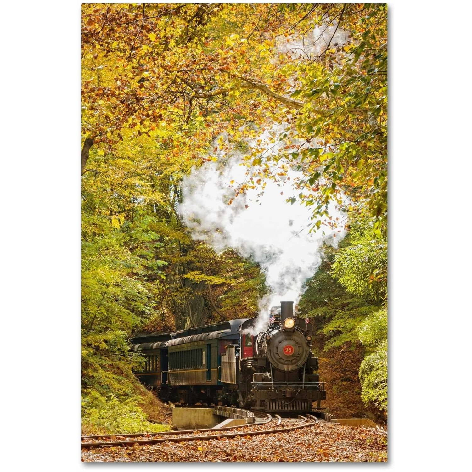 Autumn Foliage Steam Train 12x19-Inch Canvas Art