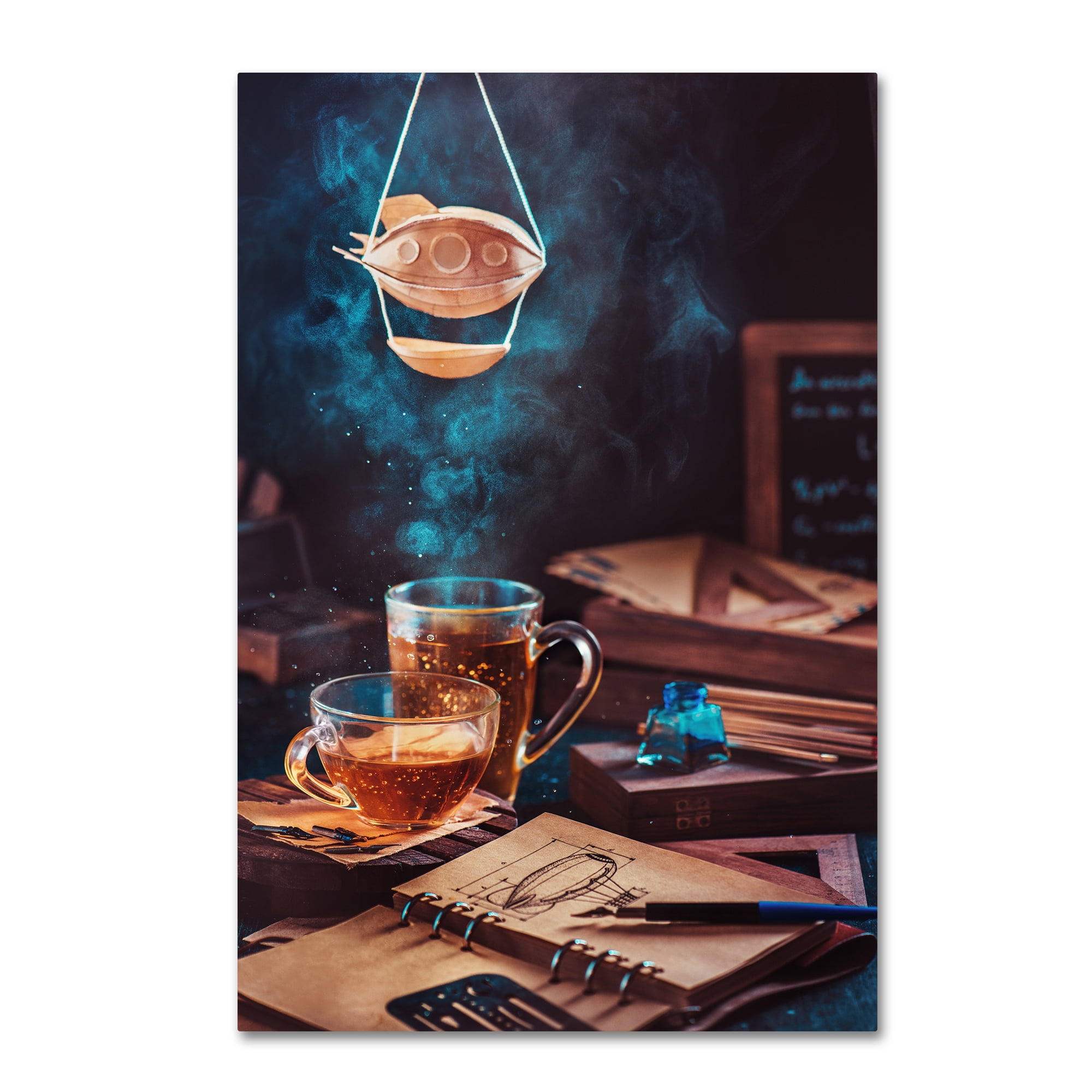 Trademark Fine Art 'Steampunk Tea With A Blimp' Canvas Art by Dina Belenko