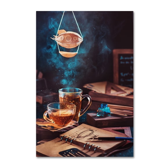 Trademark Fine Art 'Steampunk Tea With A Blimp' Canvas Art by Dina Belenko