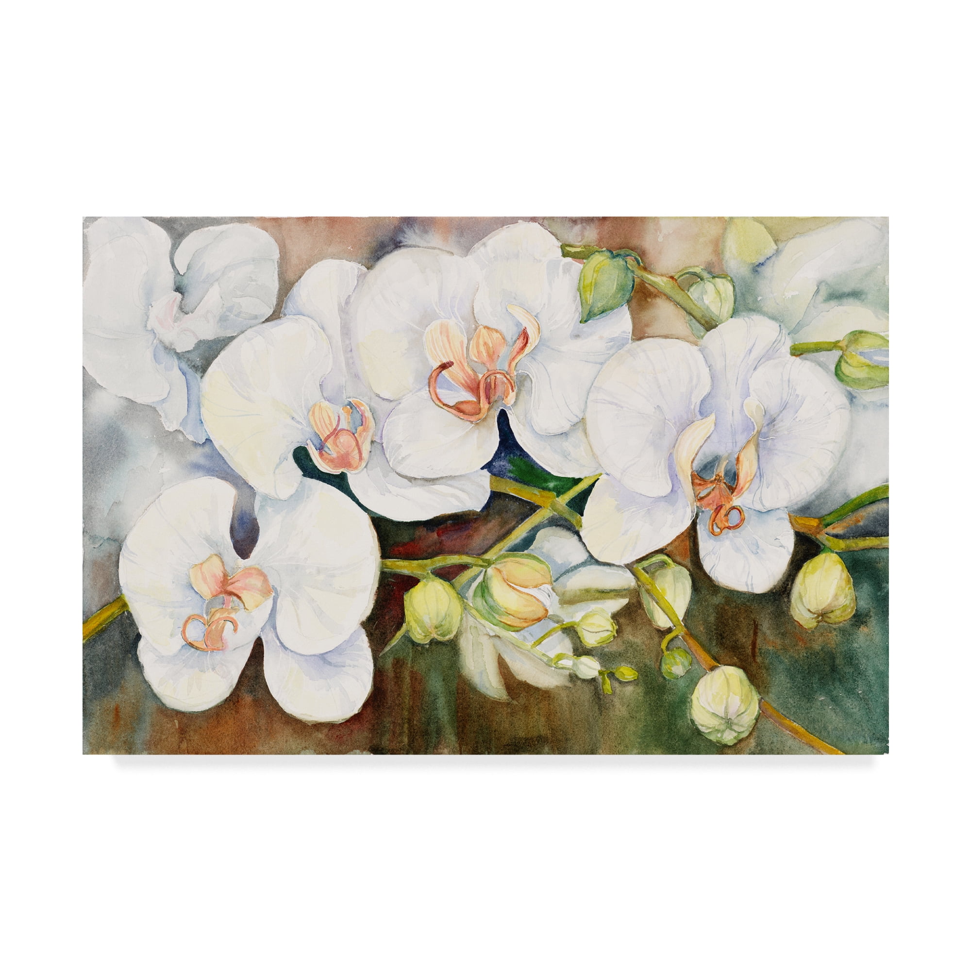 White and Brown Floral Landscape Canvas Art