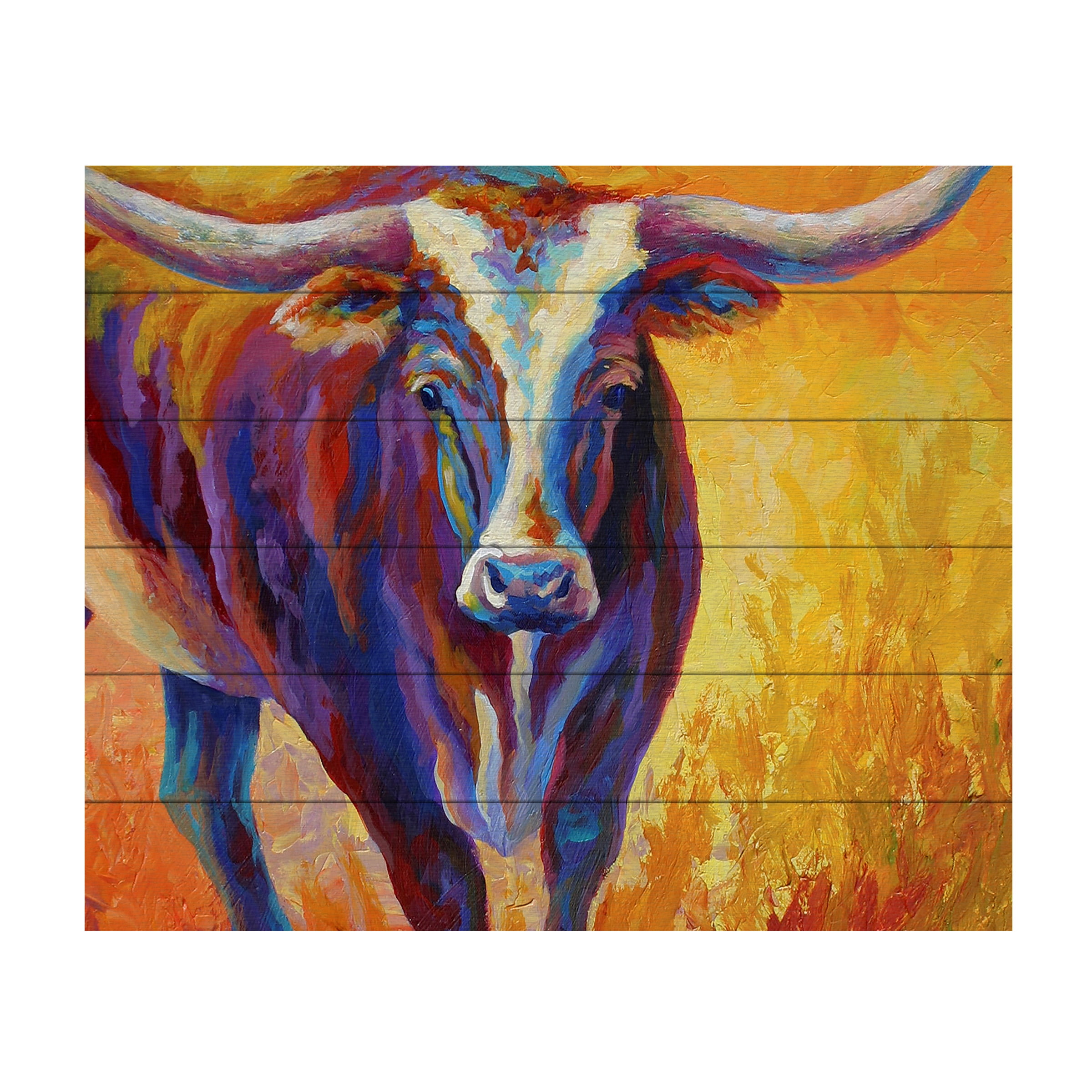 Trademark Fine Art 'Stepping Out Longhorn' Wooden Wall Art Art by Marion Rose