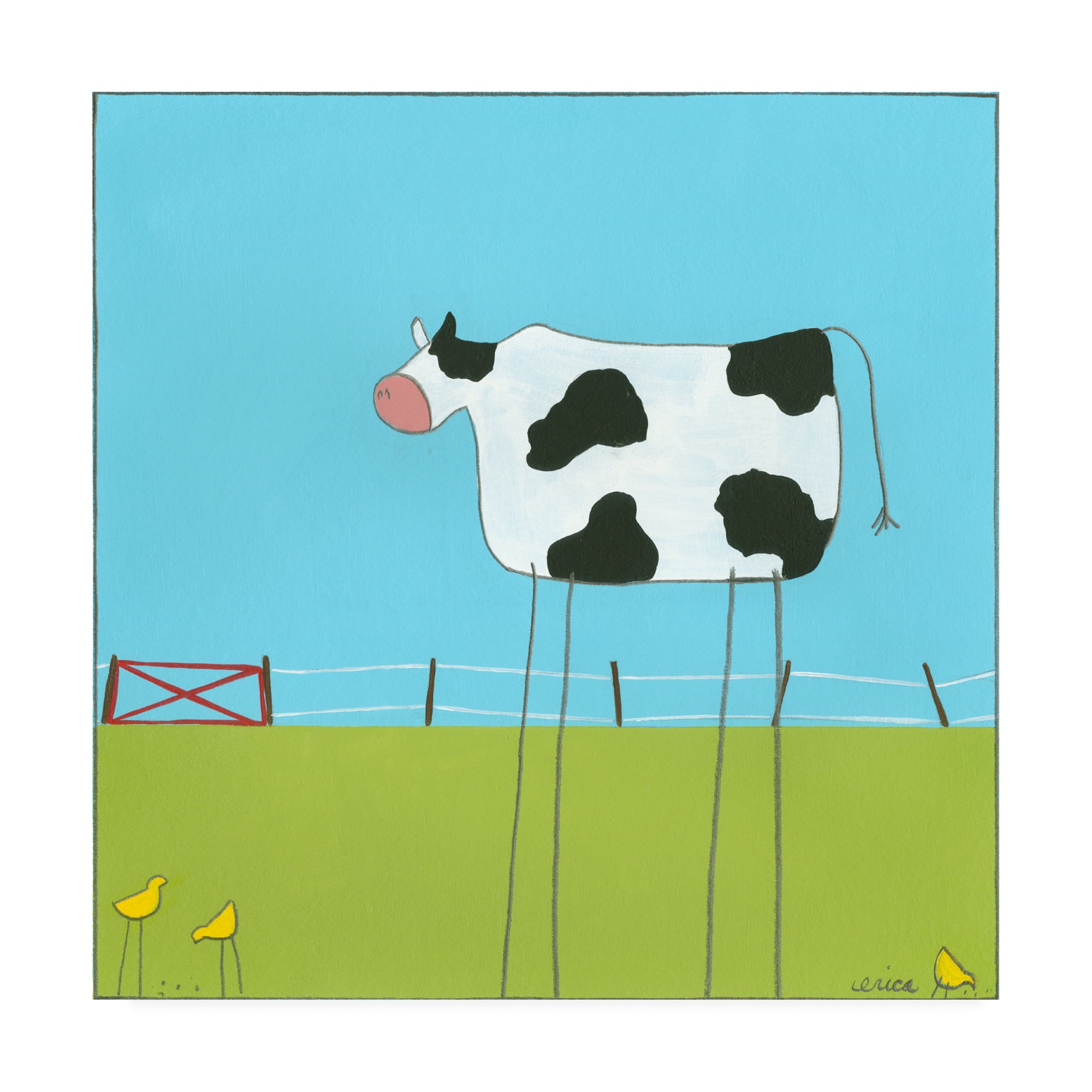 Trademark Fine Art 'Stick leg Cow II Childrens Art' Canvas Art by June Erica Vess