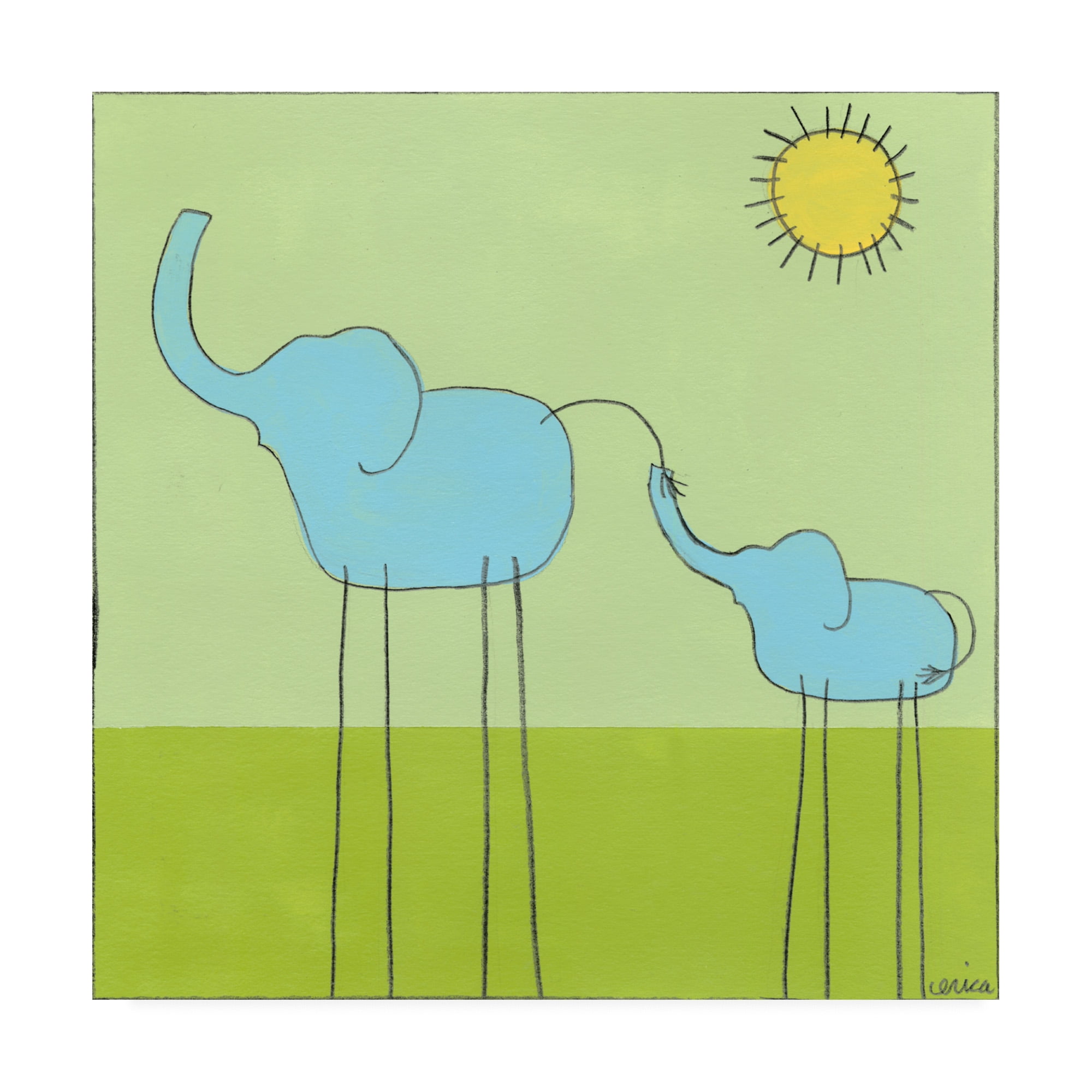 Trademark Fine Art 'Stick leg Elephant II Childrens Art' Canvas Art by June Erica Vess