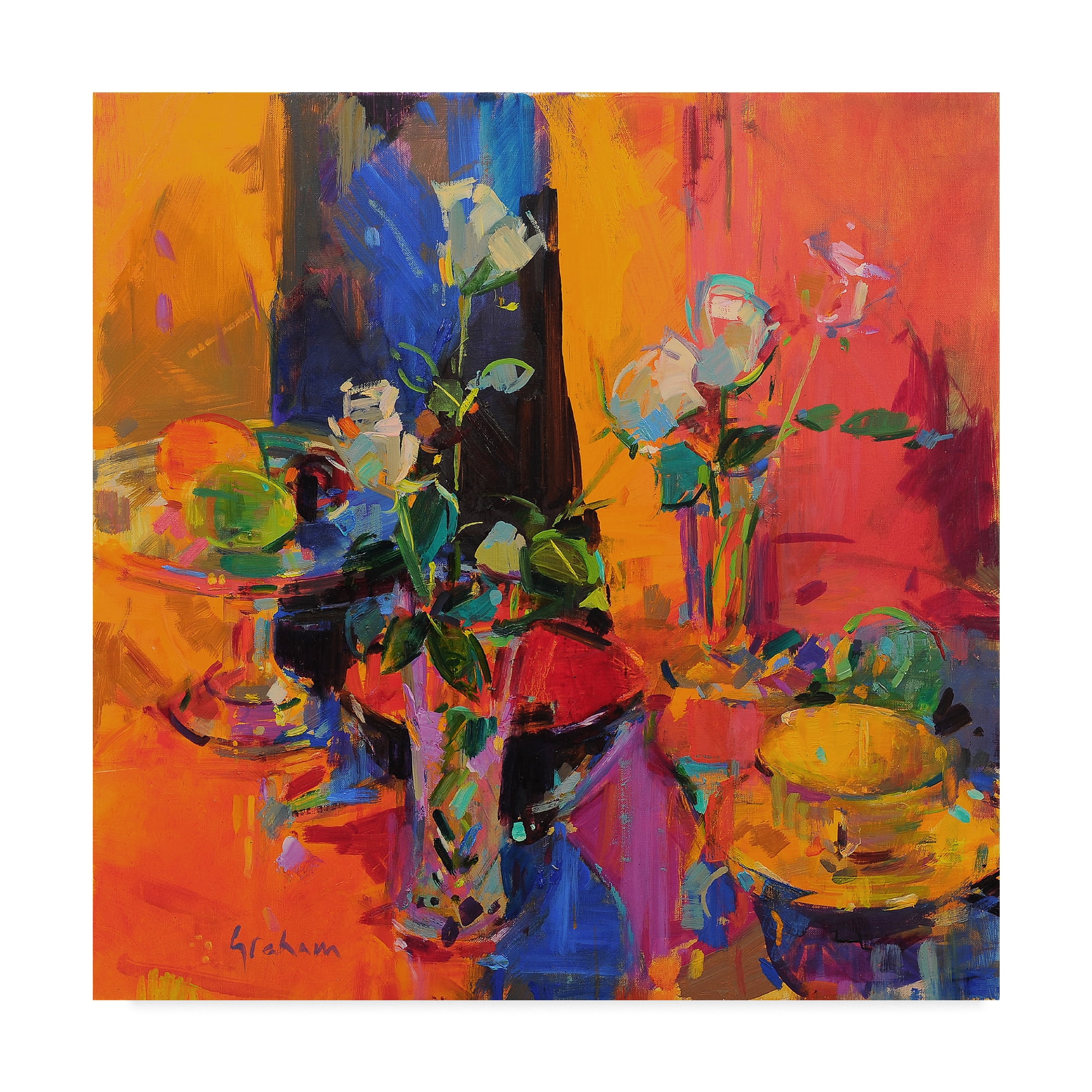 Trademark Fine Art 'Still Life Table with Roses and Fruit' Canvas Art by Peter Graham