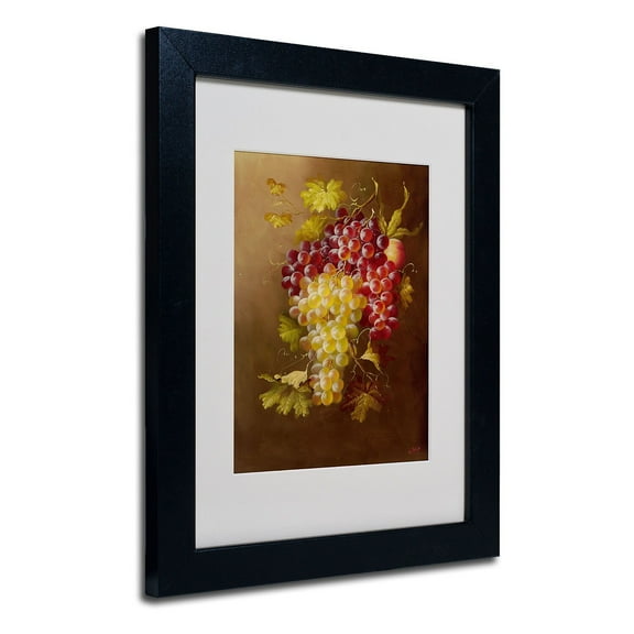 Trademark Fine Art "Still Life with Grapes" Canvas Art by Rio, Black Frame
