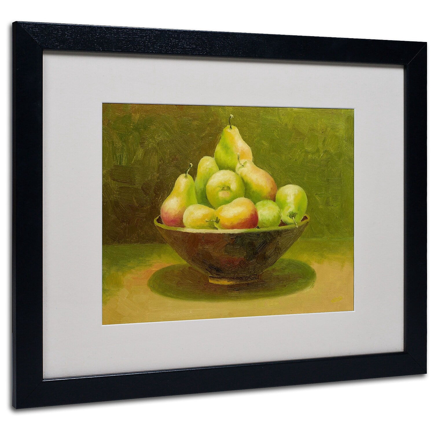 Trademark Fine Art "Still Life with Pears" Canvas Art by Rio, Black Frame