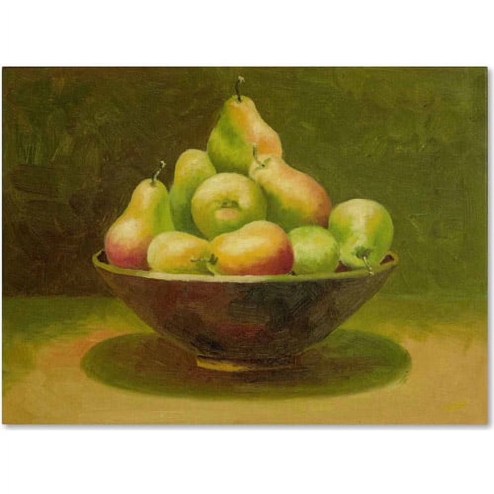 Still Life with Pears Green and Yellow Canvas Art