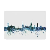Trademark Fine Art 'Stockholm Sweden Blue Teal Skyline' Canvas Art by Michael Tompsett