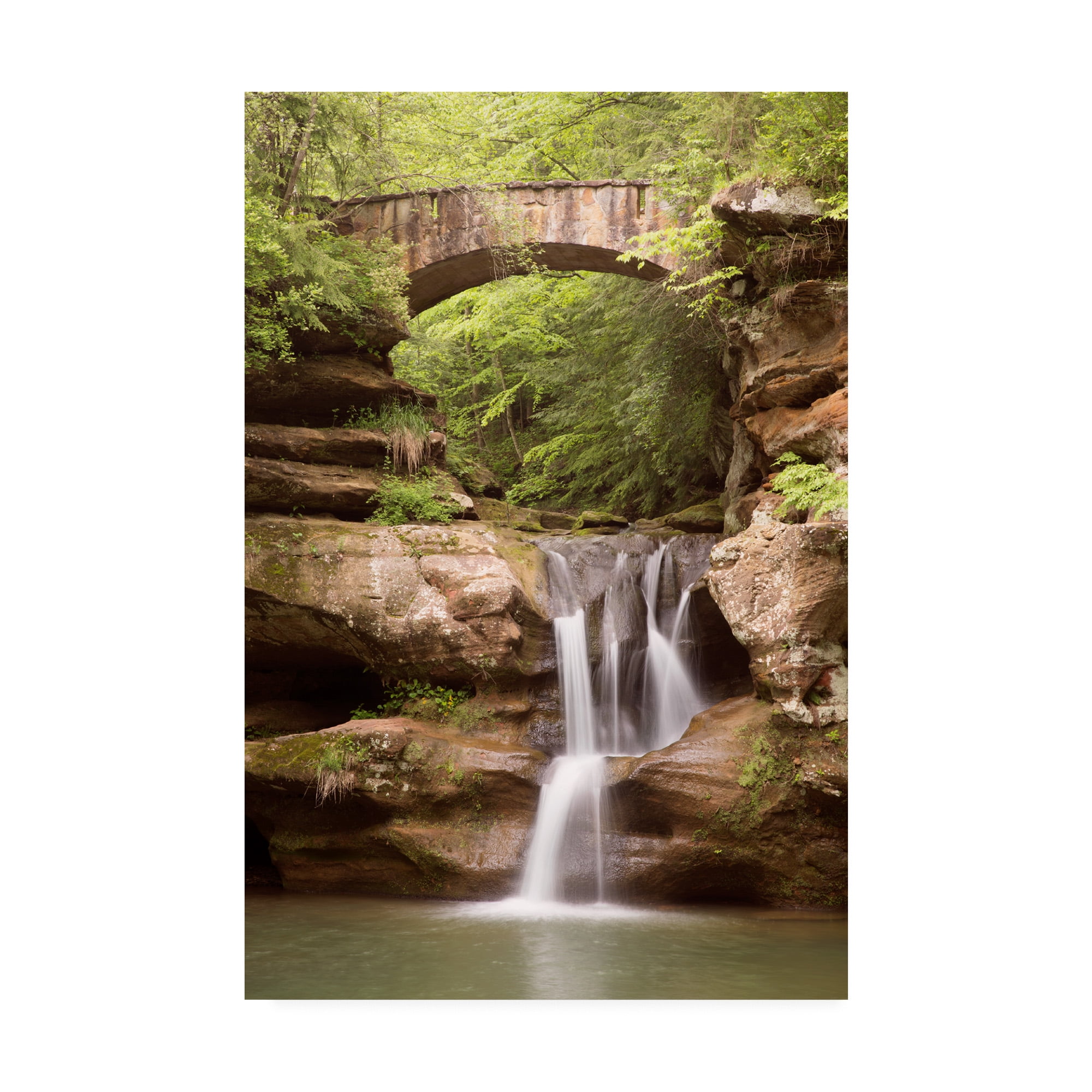 Stone Bridge Over Waterfall Landscape Canvas Print, 22x32