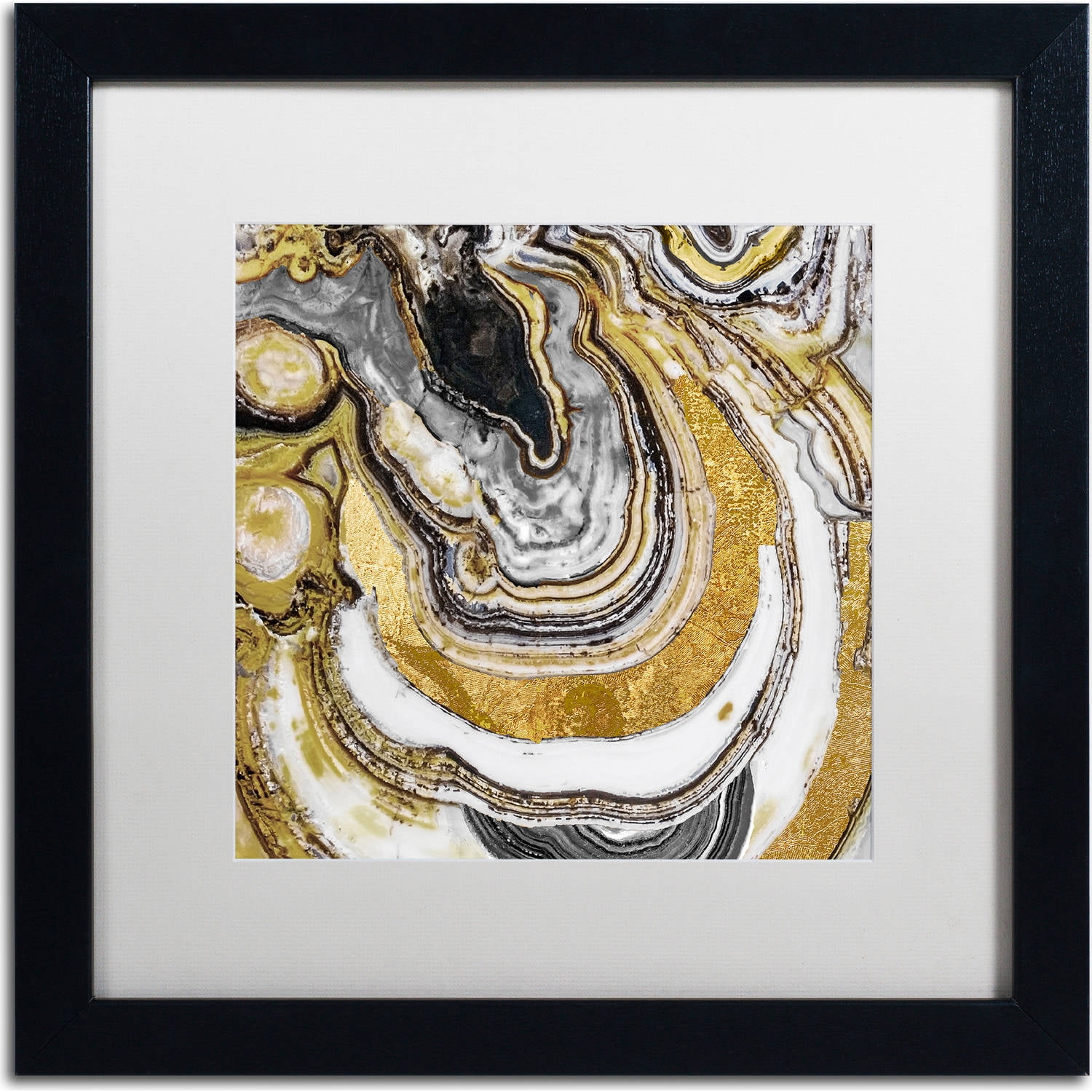 Stone Prose Black and White Abstract Canvas Art with Acrylic Frame