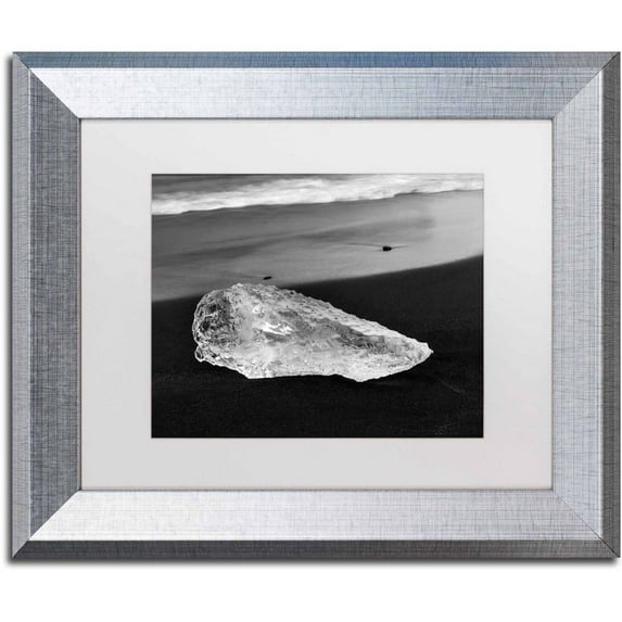 Trademark Fine Art 'Stones Ice' Canvas Art by Philippe Sainte-Laudy, White Matte, Silver Frame