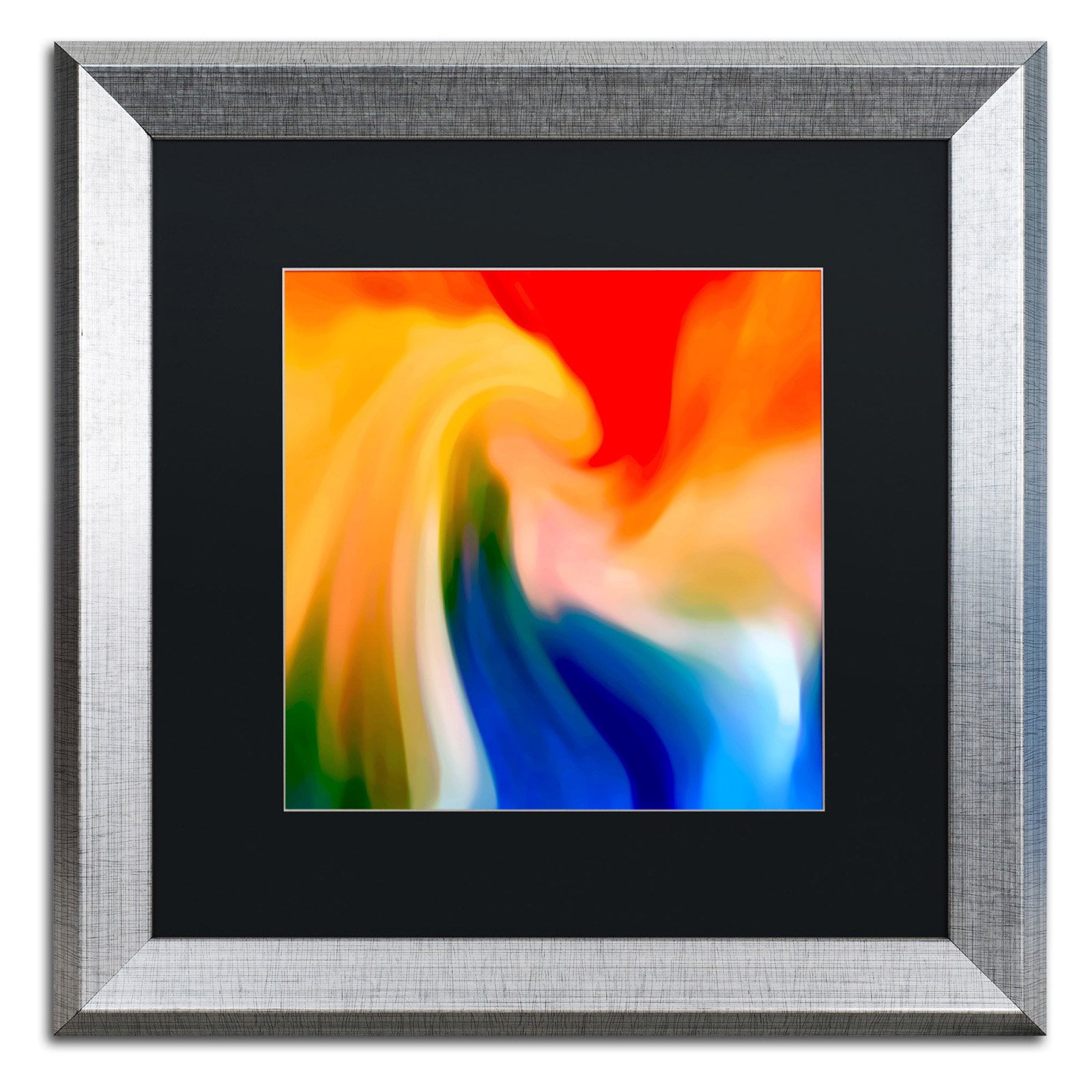 Storm at Sea Abstract Canvas Art with Silver Frame