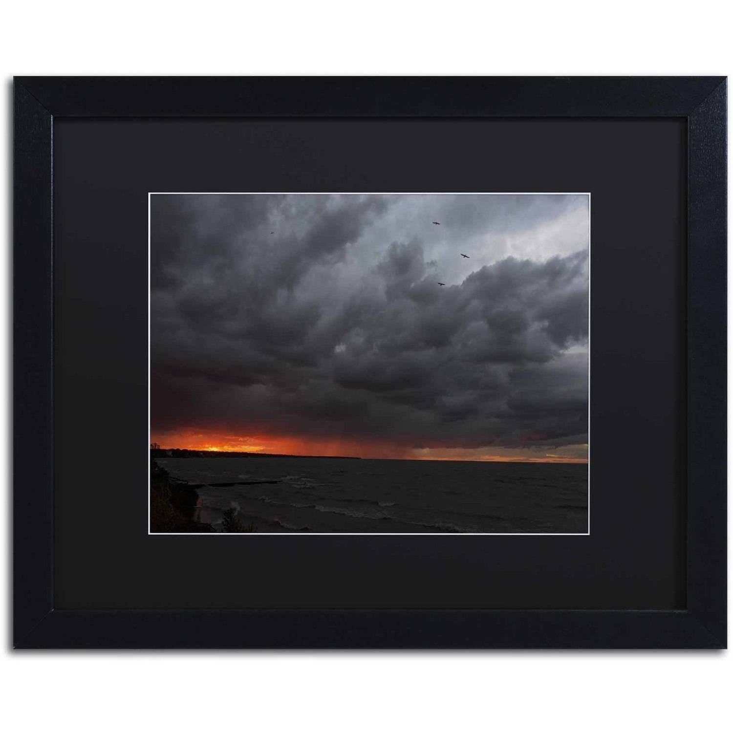 Trademark Fine Art "Stormy October Sunset" Canvas Art by Kurt Shaffer, Black Matte, Black Frame