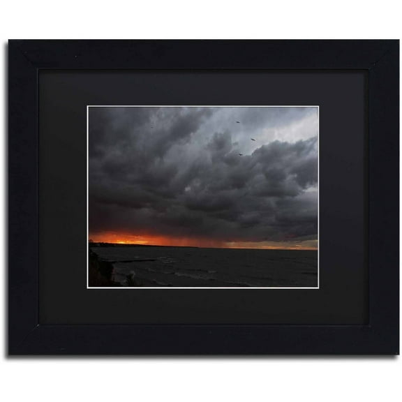 Trademark Fine Art "Stormy October Sunset" Canvas Art by Kurt Shaffer, Black Matte, Black Frame
