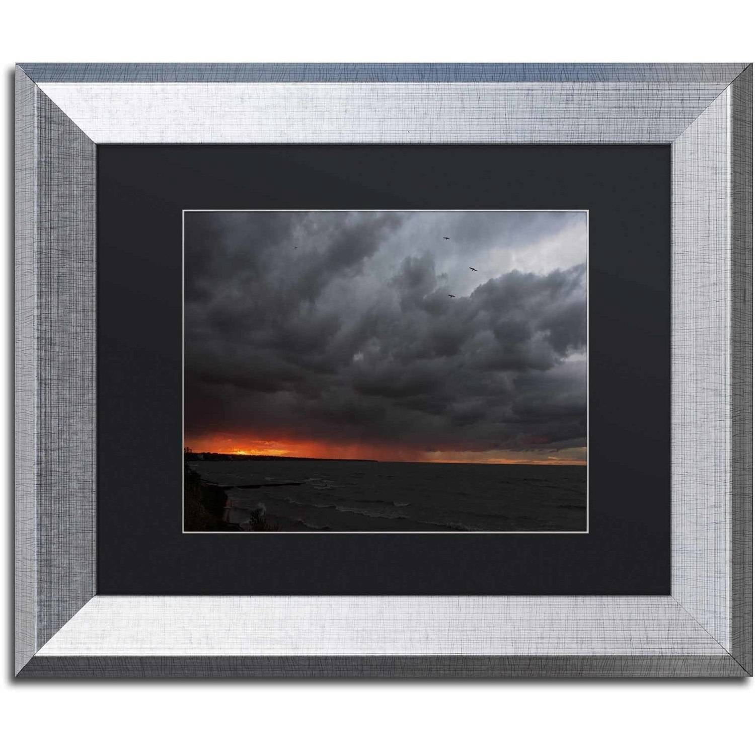 Trademark Fine Art "Stormy October Sunset" Canvas Art by Kurt Shaffer, Black Matte, Silver Frame