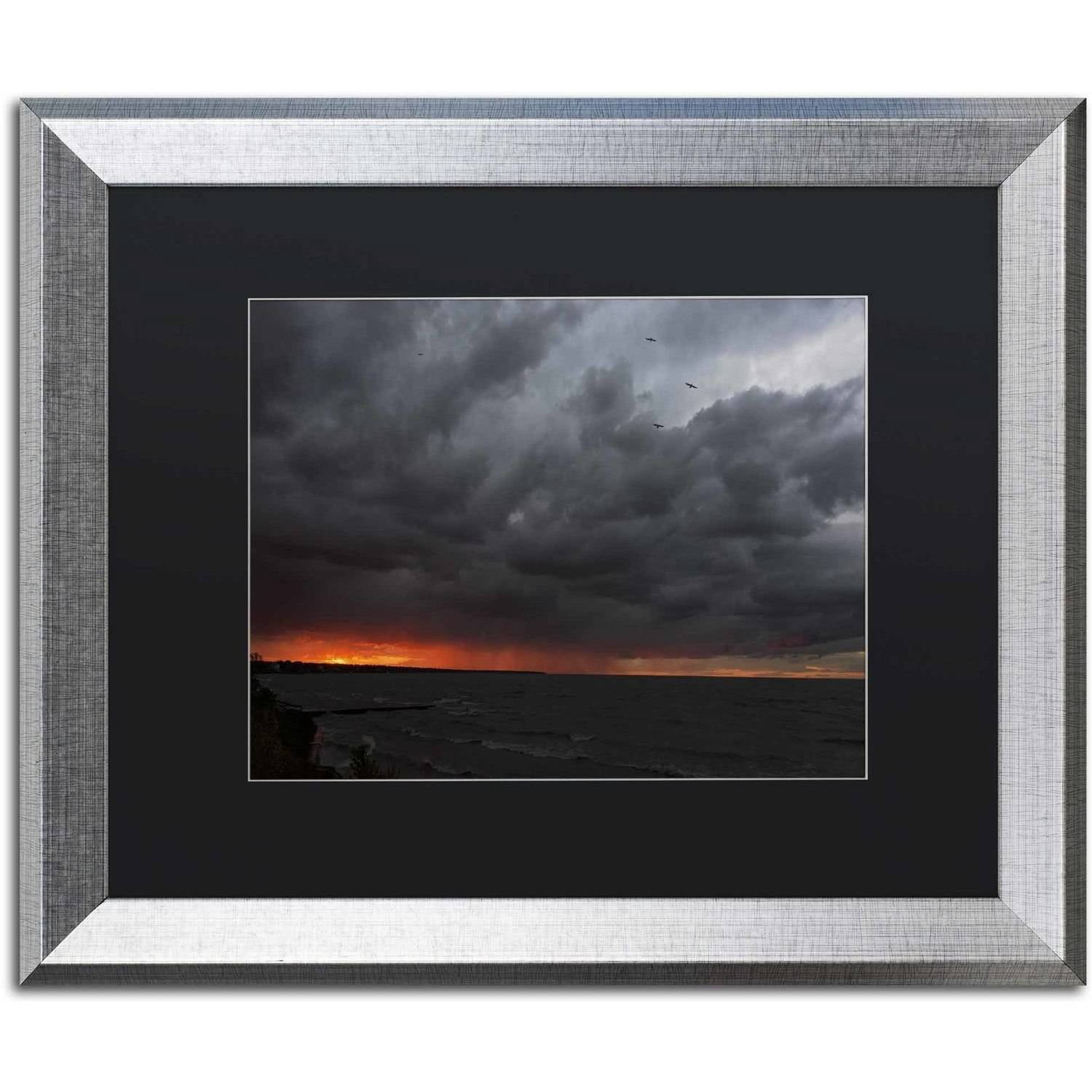 Trademark Fine Art "Stormy October Sunset" Canvas Art by Kurt Shaffer, Black Matte, Silver Frame