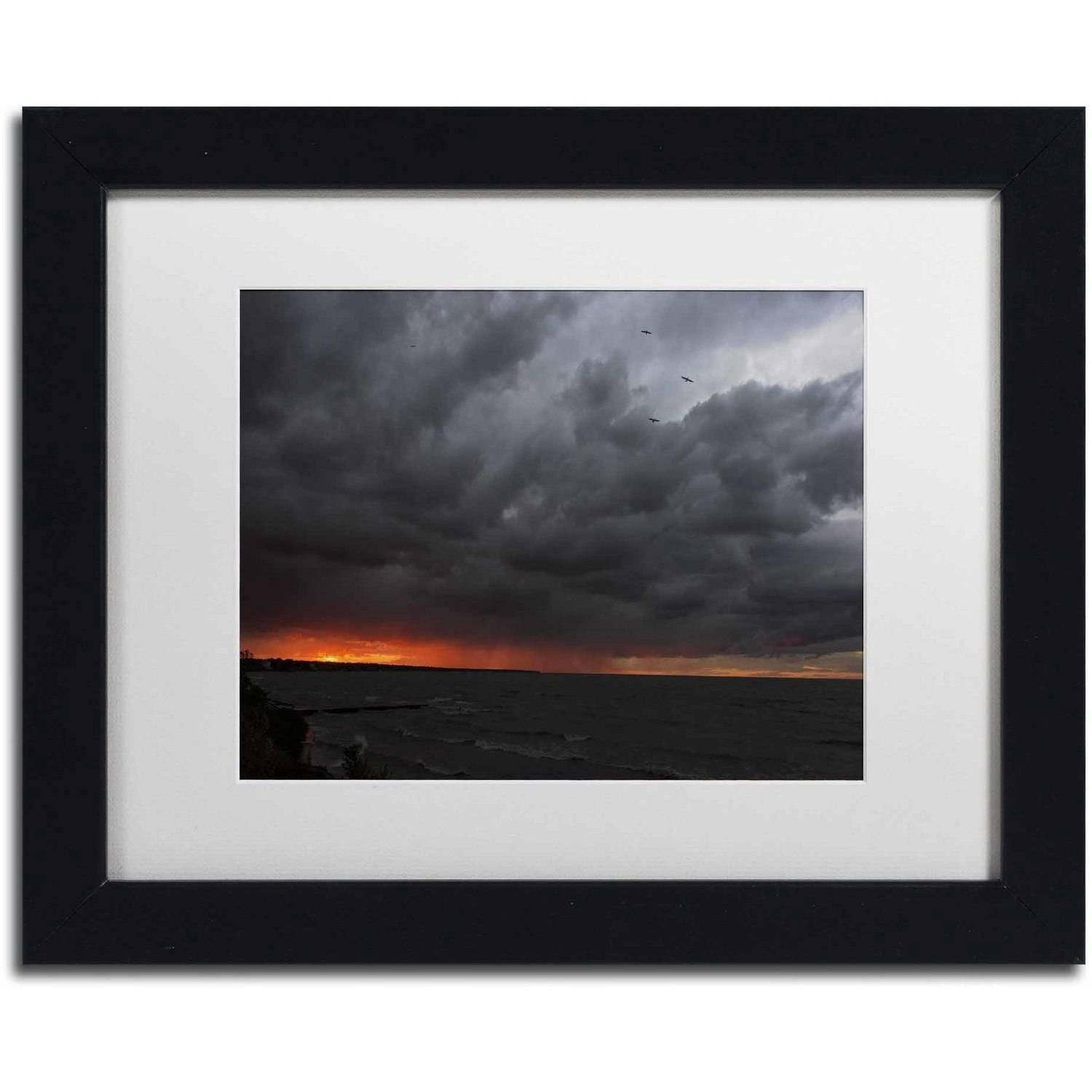 Trademark Fine Art "Stormy October Sunset" Canvas Art by Kurt Shaffer, White Matte, Black Frame