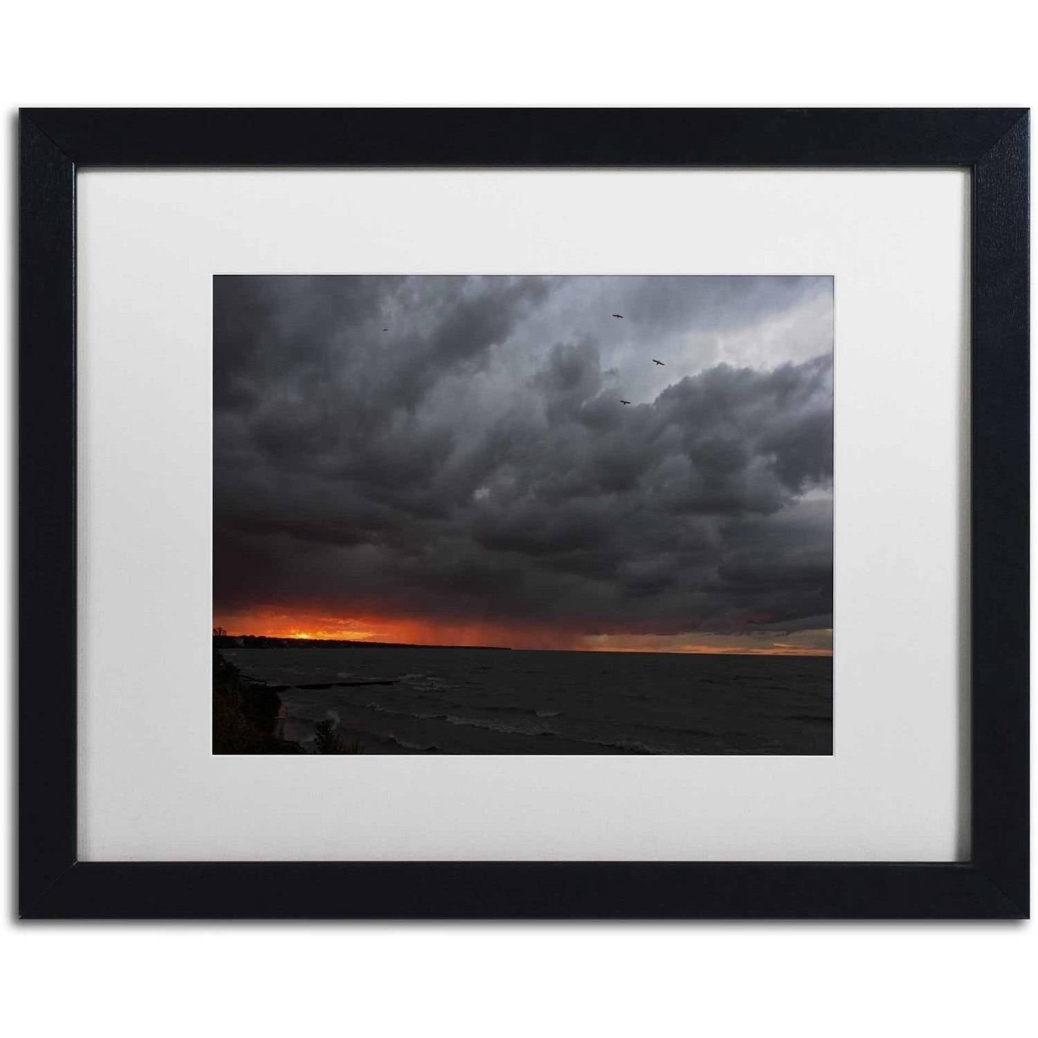 Trademark Fine Art "Stormy October Sunset" Canvas Art by Kurt Shaffer, White Matte, Black Frame