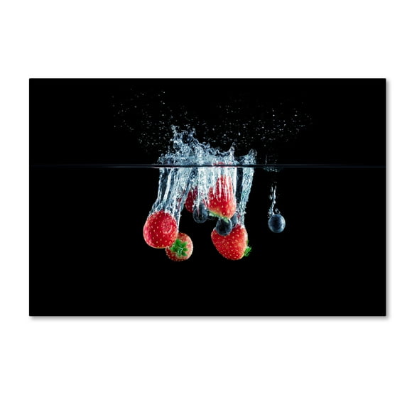Trademark Fine Art 'Strawberries And Blueberries Splash' Canvas Art by Johanna