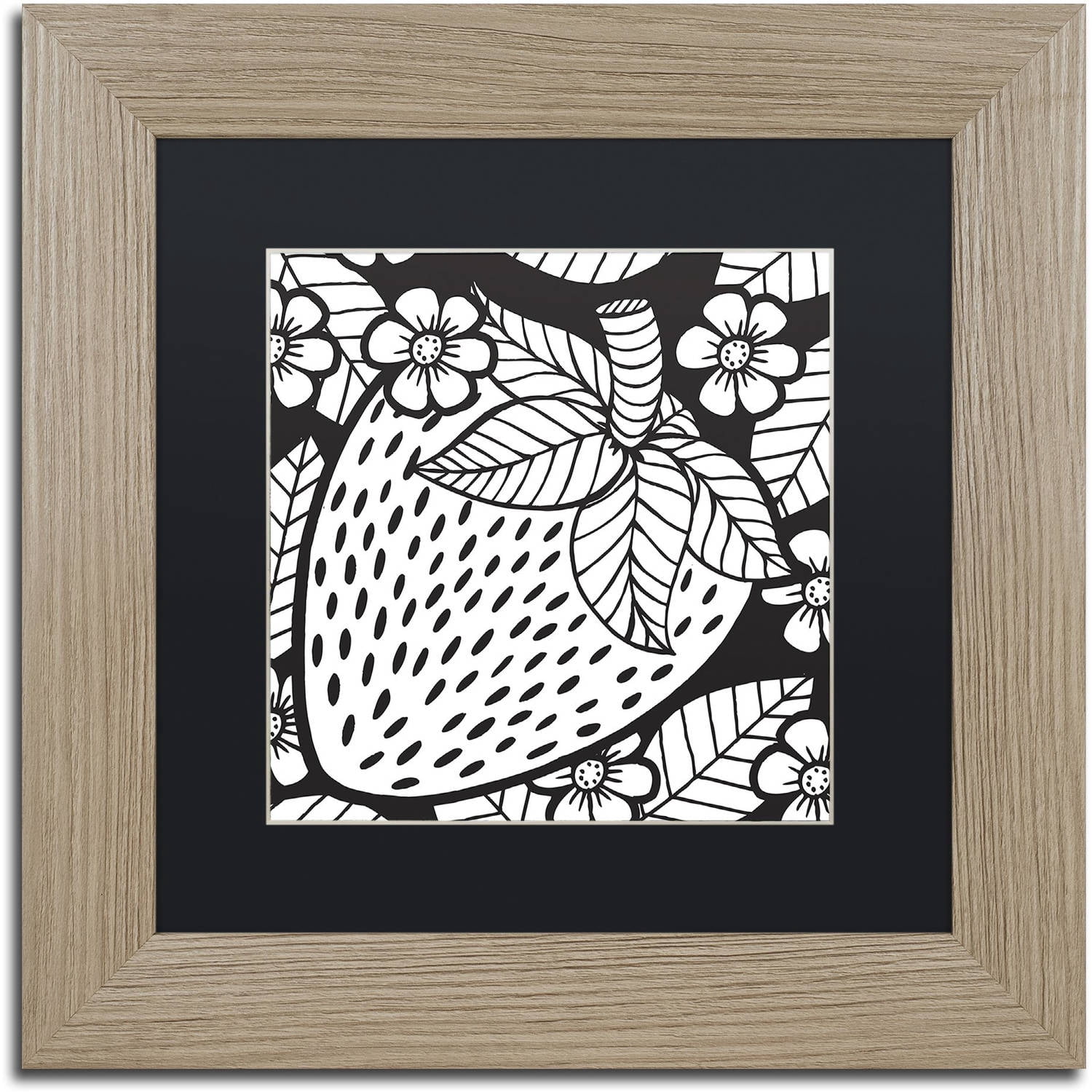 Trademark Fine Art "Strawberry" Canvas Art by Hello Angel, Black Matte, Birch Frame