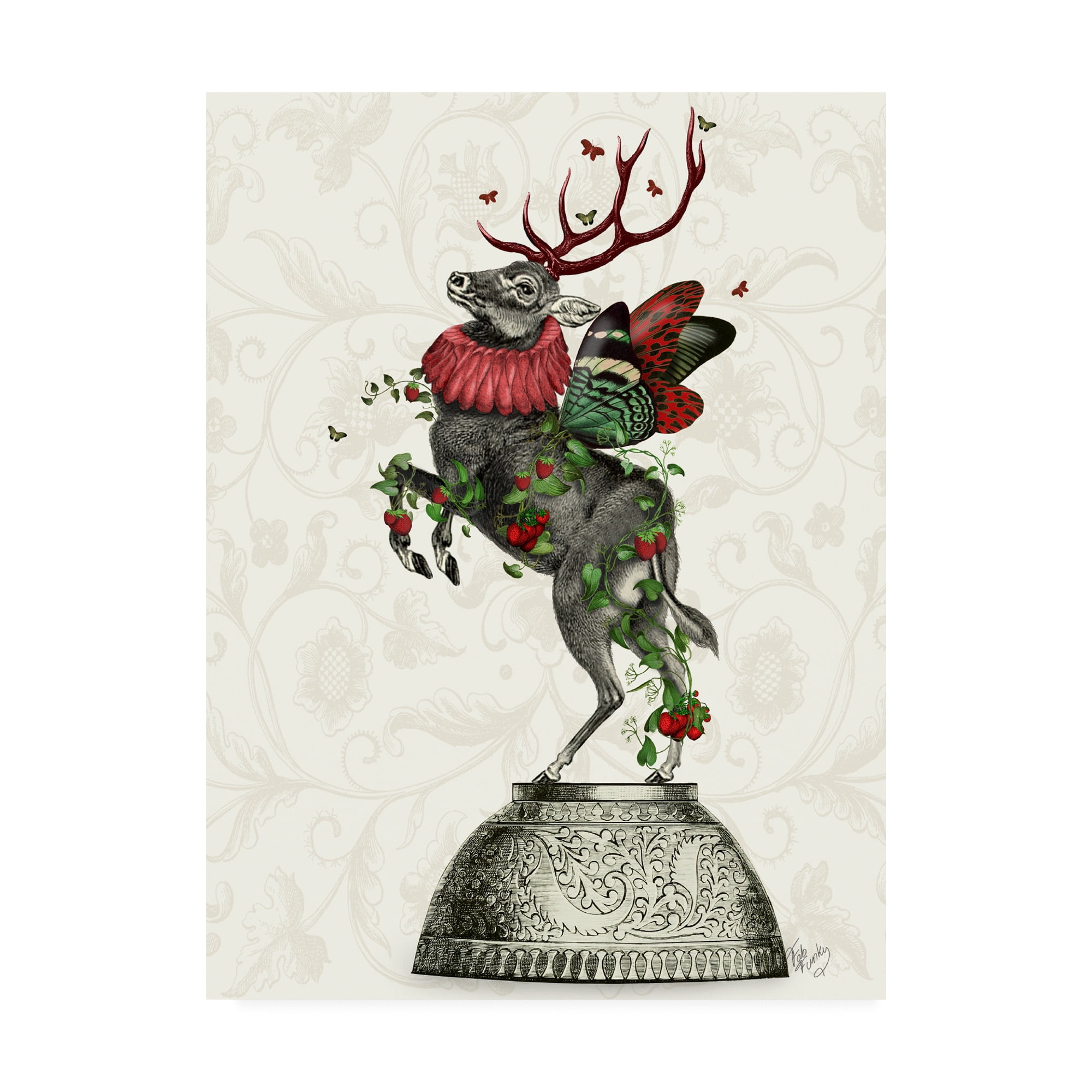 Trademark Fine Art 'Strawberry Deer' Canvas Art by Fab Funky
