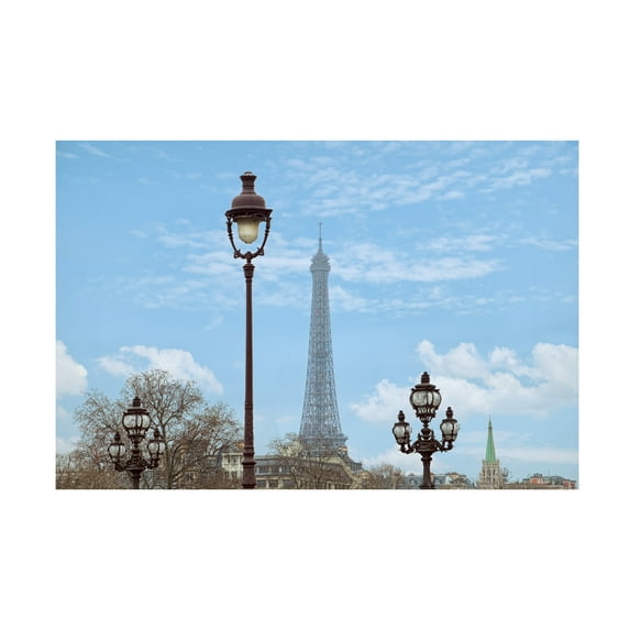 Trademark Fine Art Cora Niele Street Lamps And Eiffel Tower Canvas Wall Art - 22x32