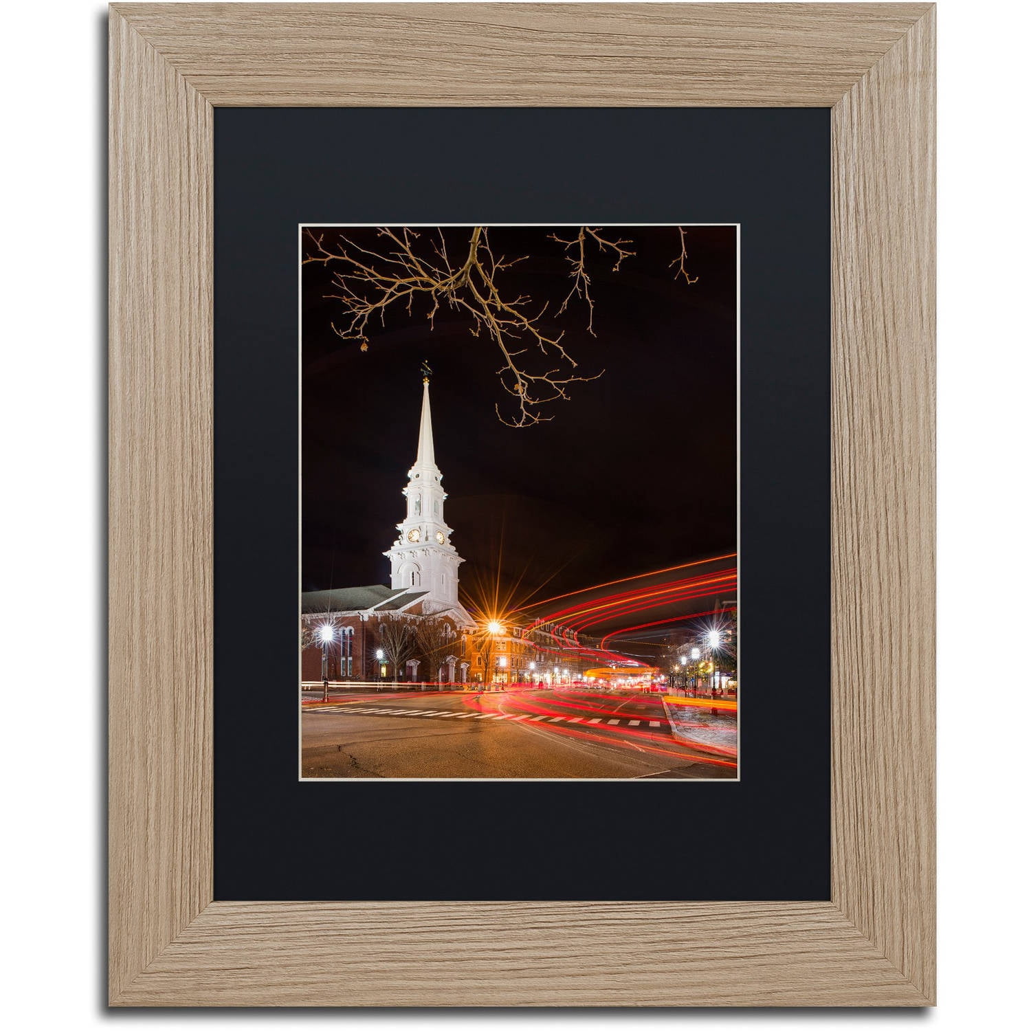 Trademark Fine Art "Street Lights" Canvas Art by Michael Blanchette Photography Black Matte, Birch Frame