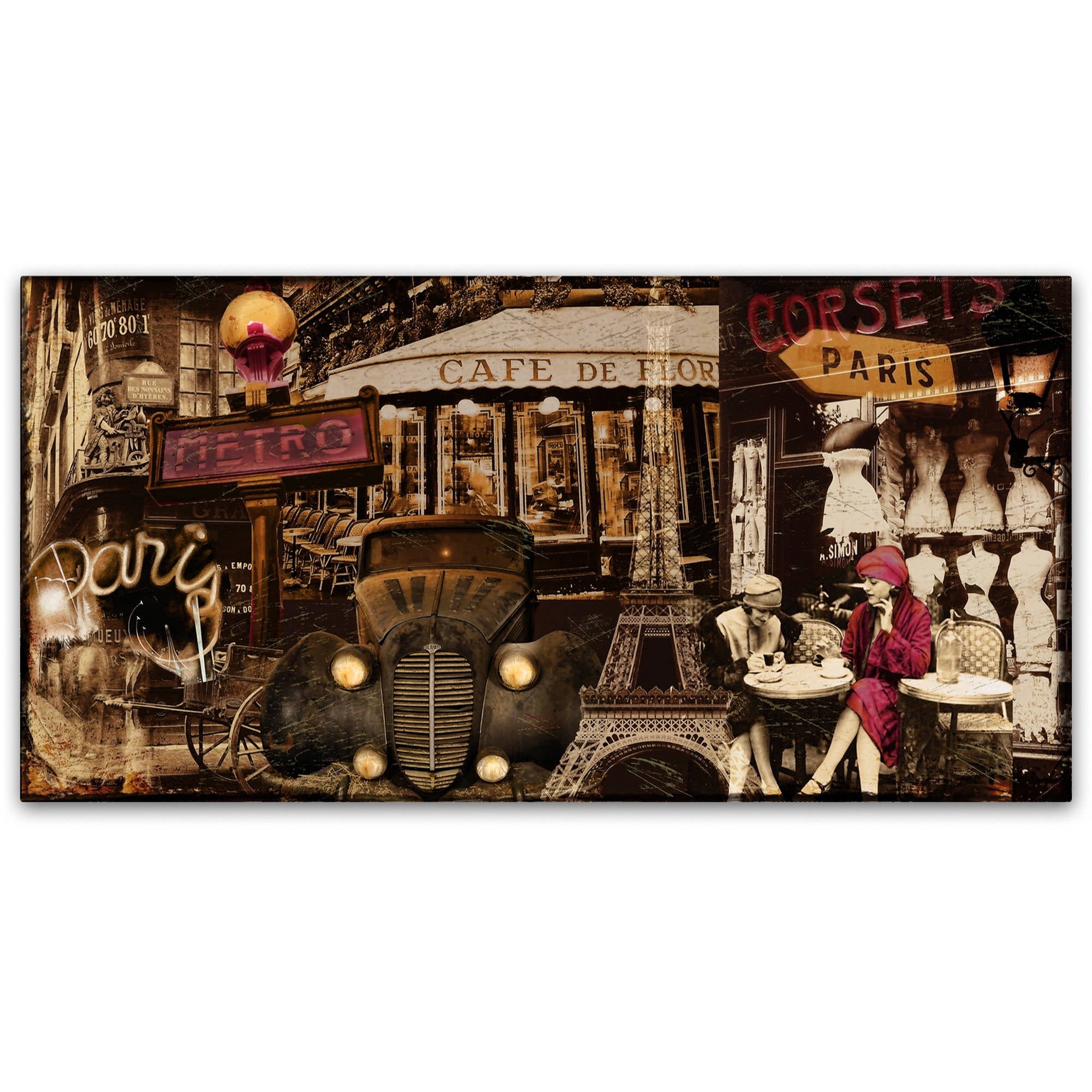 Vintage Parisian Streets Canvas Art Print, 10x19-Inch