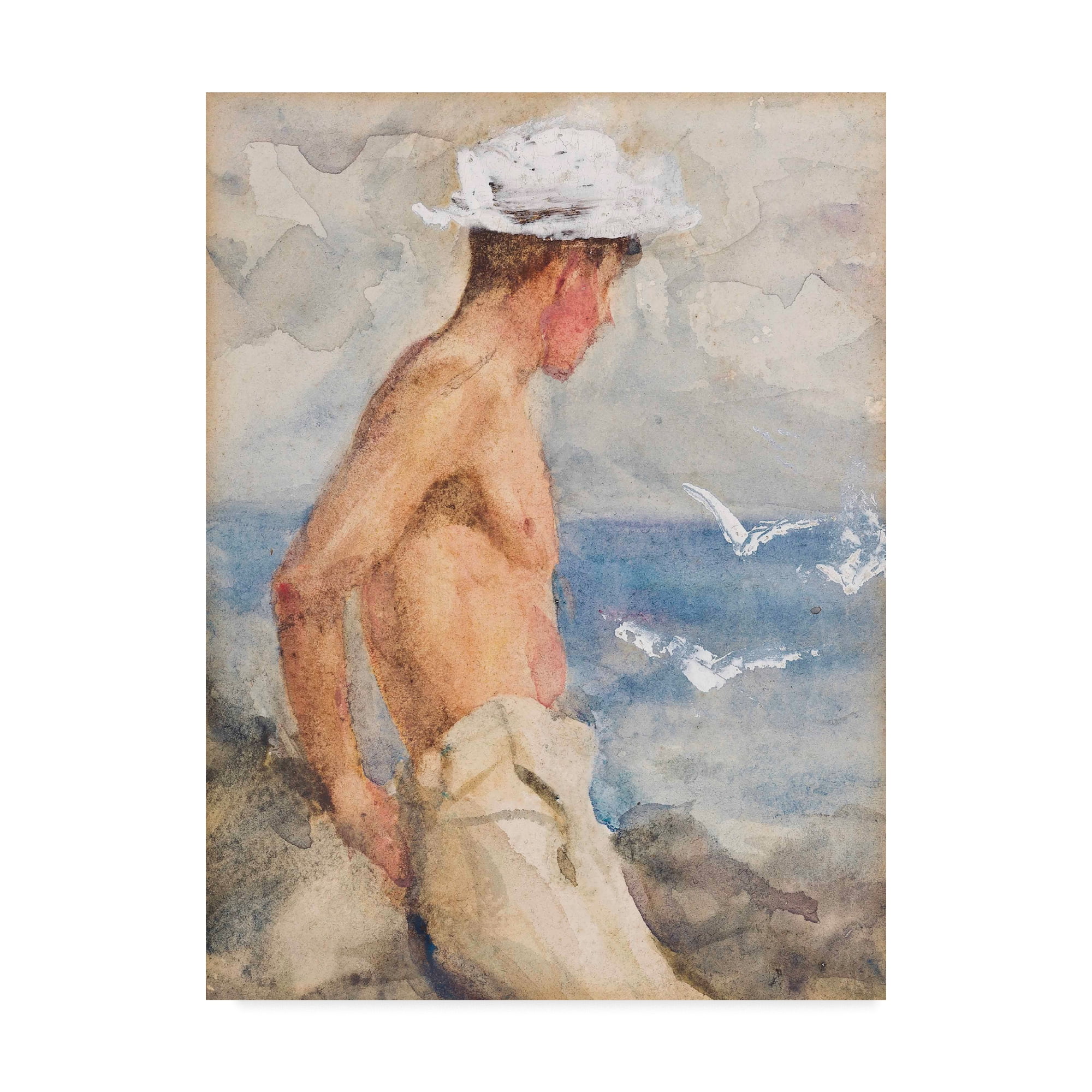 Trademark Fine Art 'Study of a Young Man Looking Out to Sea' Canvas Art by Henry Scott Tuke