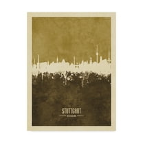 Trademark Fine Art 'Stuttgart Germany Skyline Brown' Canvas Art by Michael Tompsett