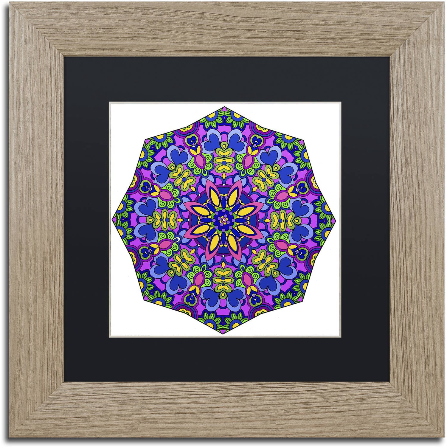 Trademark Fine Art "Sublime Sunshine Mandala" Canvas Art by Kathy G. Ahrens, Black Matte, Birch Frame