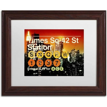 Trademark Fine Art "Subway City Art NYC III" Canvas Art by Philippe Hugonnard White Matte, Wood Frame