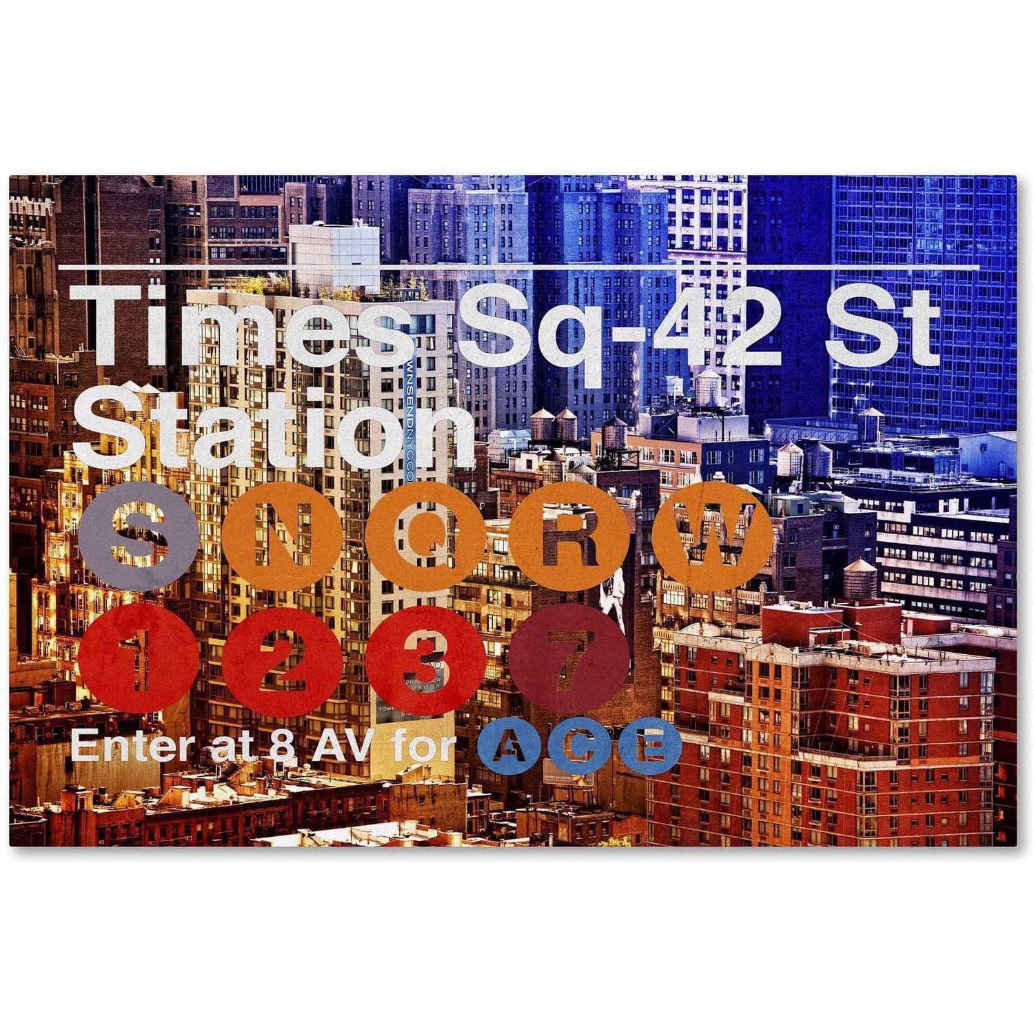 Times Square Subway Station NYC Canvas Art, 16x24, Framed
