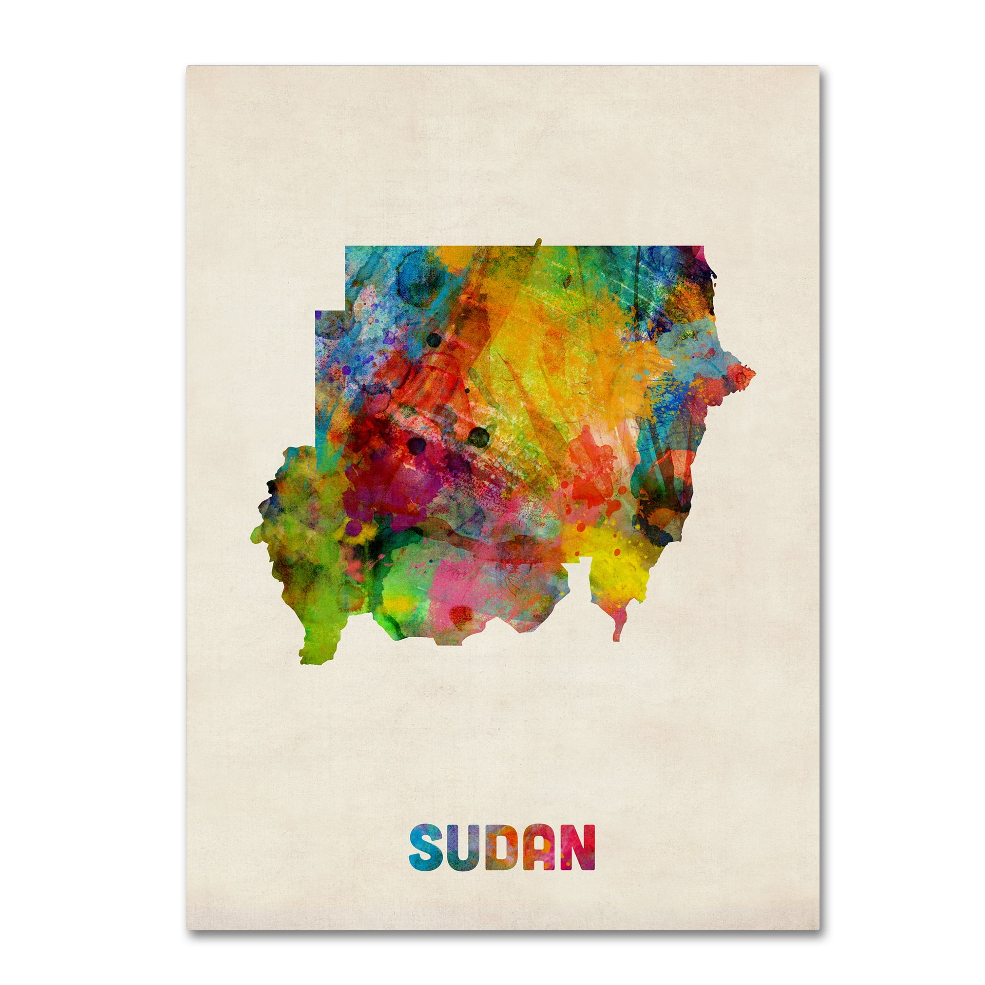Trademark Fine Art "Sudan Watercolor Map" Canvas Art by Michael Tompsett