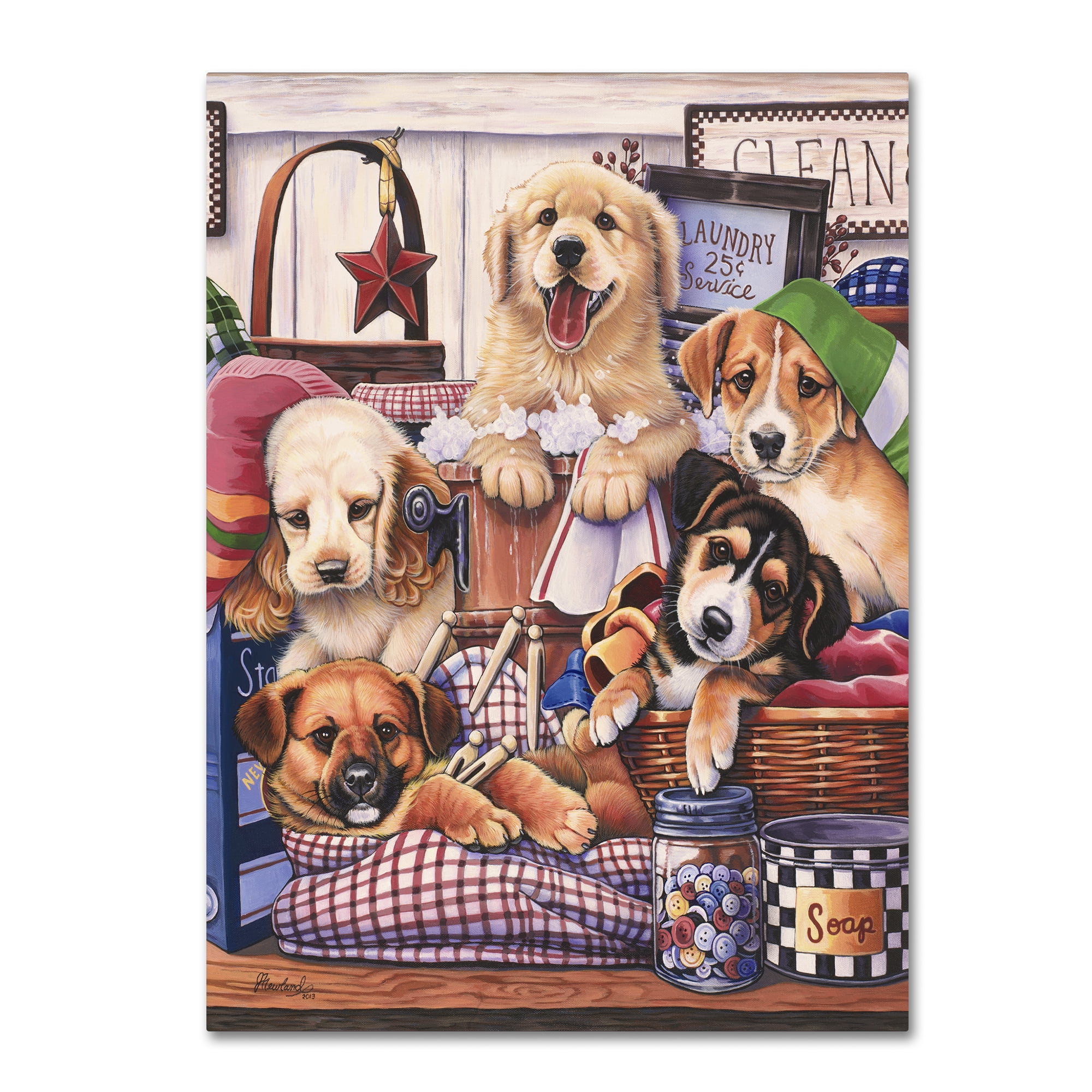 Trademark Fine Art 'Suds and Pups' Canvas Art by Jenny Newland