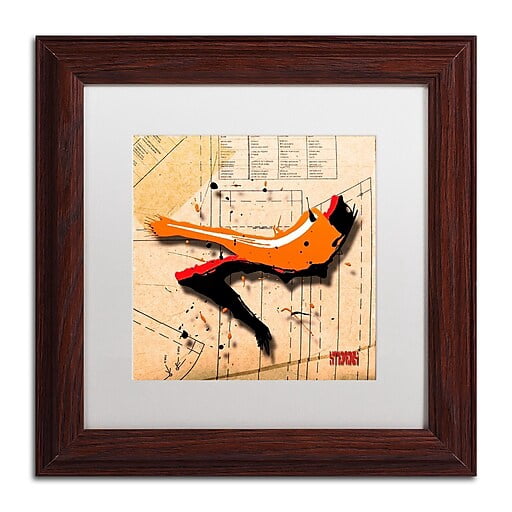 Trademark Fine Art "Suede Heel Orange" Canvas Art by Roderick Stevens, White Matte, Wood Frame