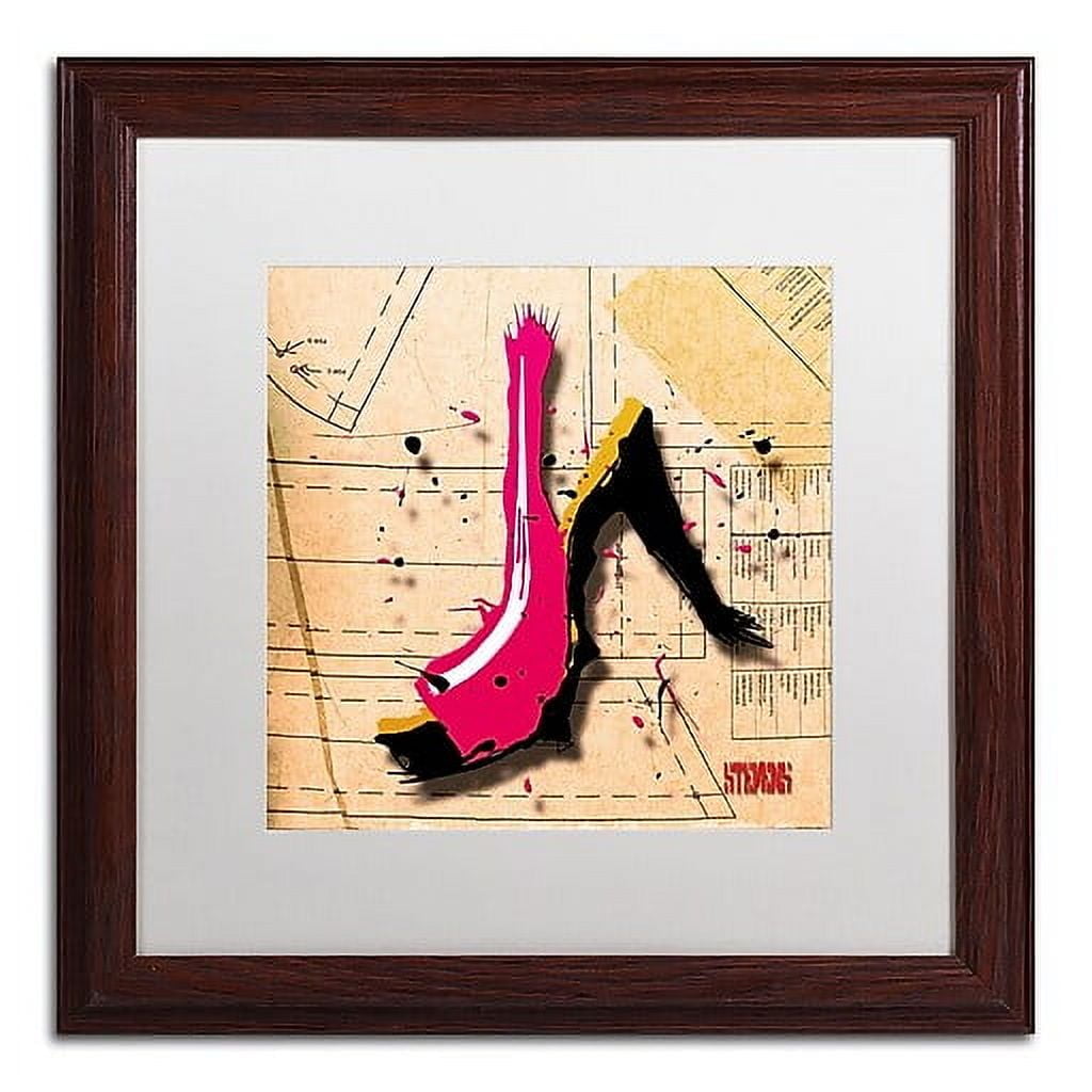 Trademark Fine Art "Suede Heel Pink" Canvas Art by Roderick Stevens, White Matte, Wood Frame