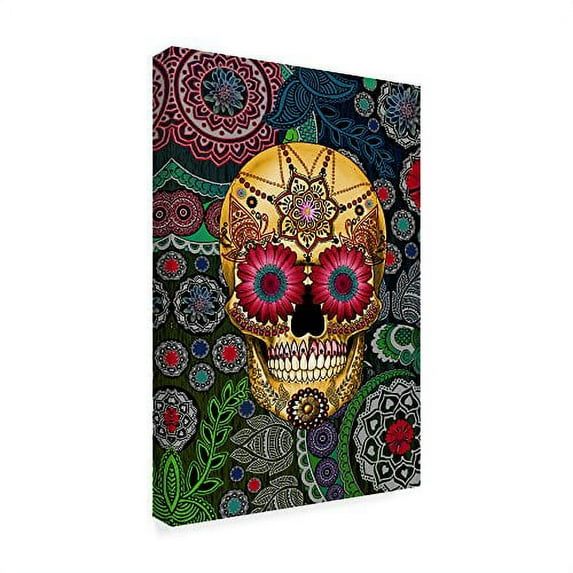 Trademark Fine Art 'Sugar Skull Paisley Garden' Canvas Art by Fusion Idol Arts