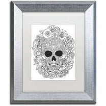 Trademark Fine Art "Sugar Skull Wreath" Canvas Art by Hello Angel, White Matte, Silver Frame