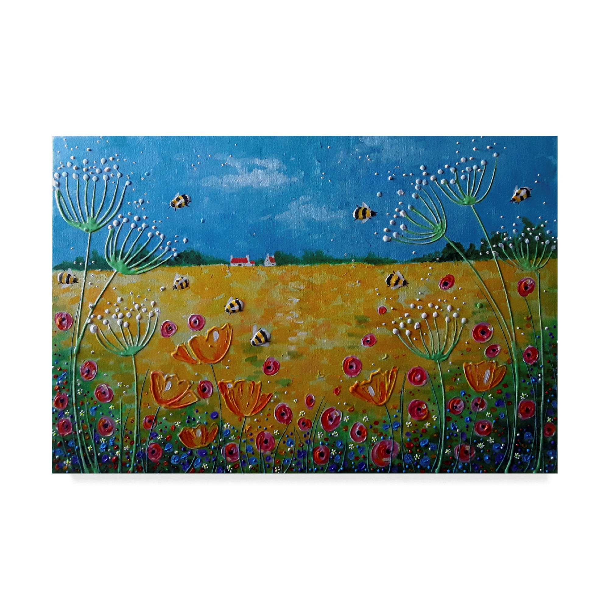 Yellow and Blue Landscape Canvas Print with Wooden Frame