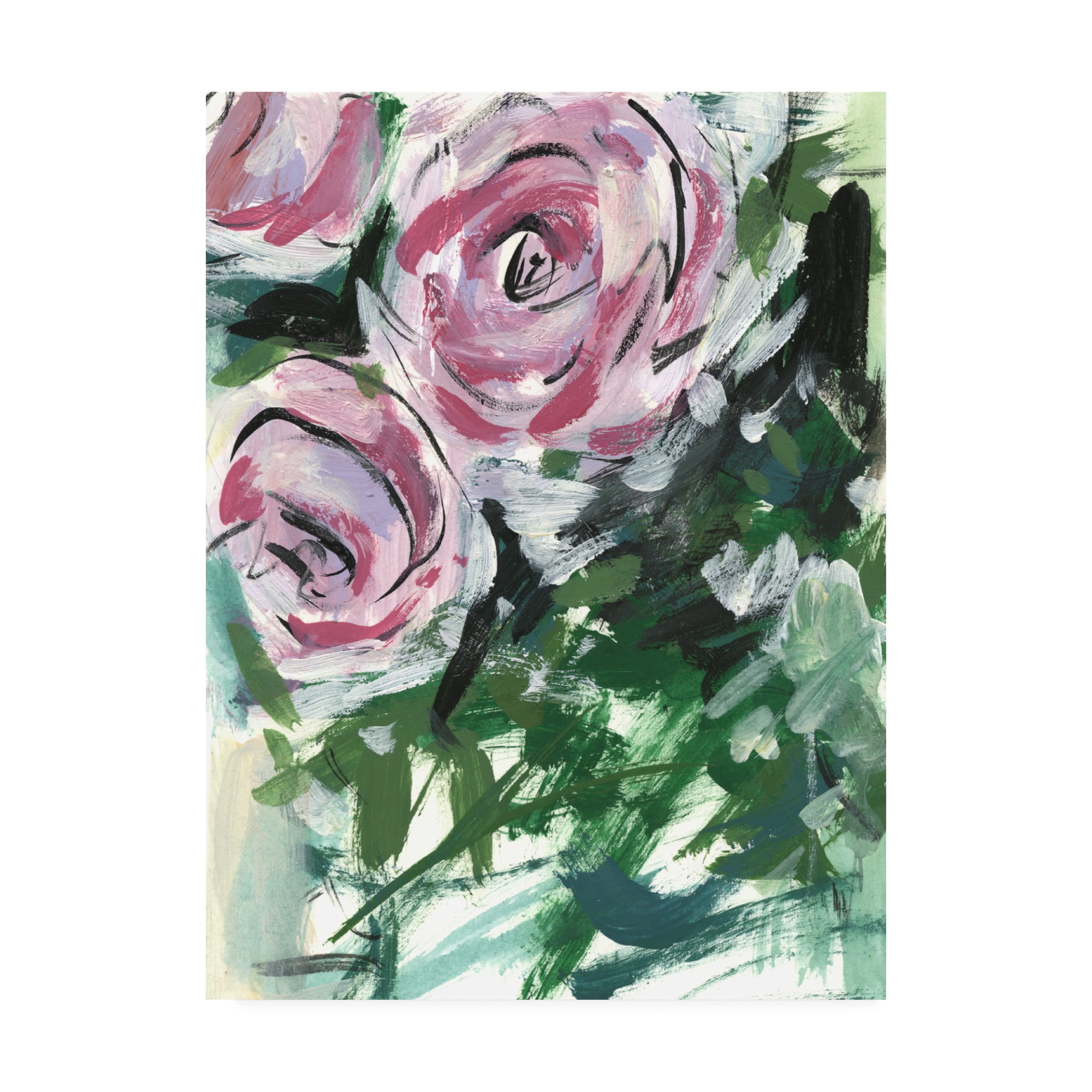 Summer Celebration II Floral Canvas Art in Pink and Green