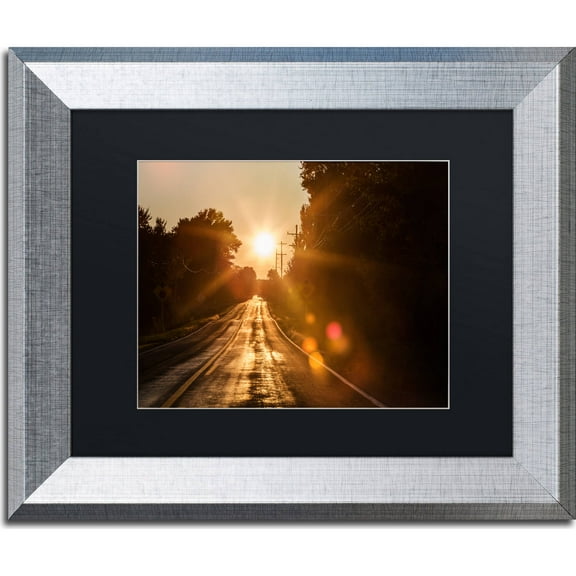 Trademark Fine Art "Sun Soaked Road" Canvas Art by Jason Shaffer, Black Matte, Silver Frame