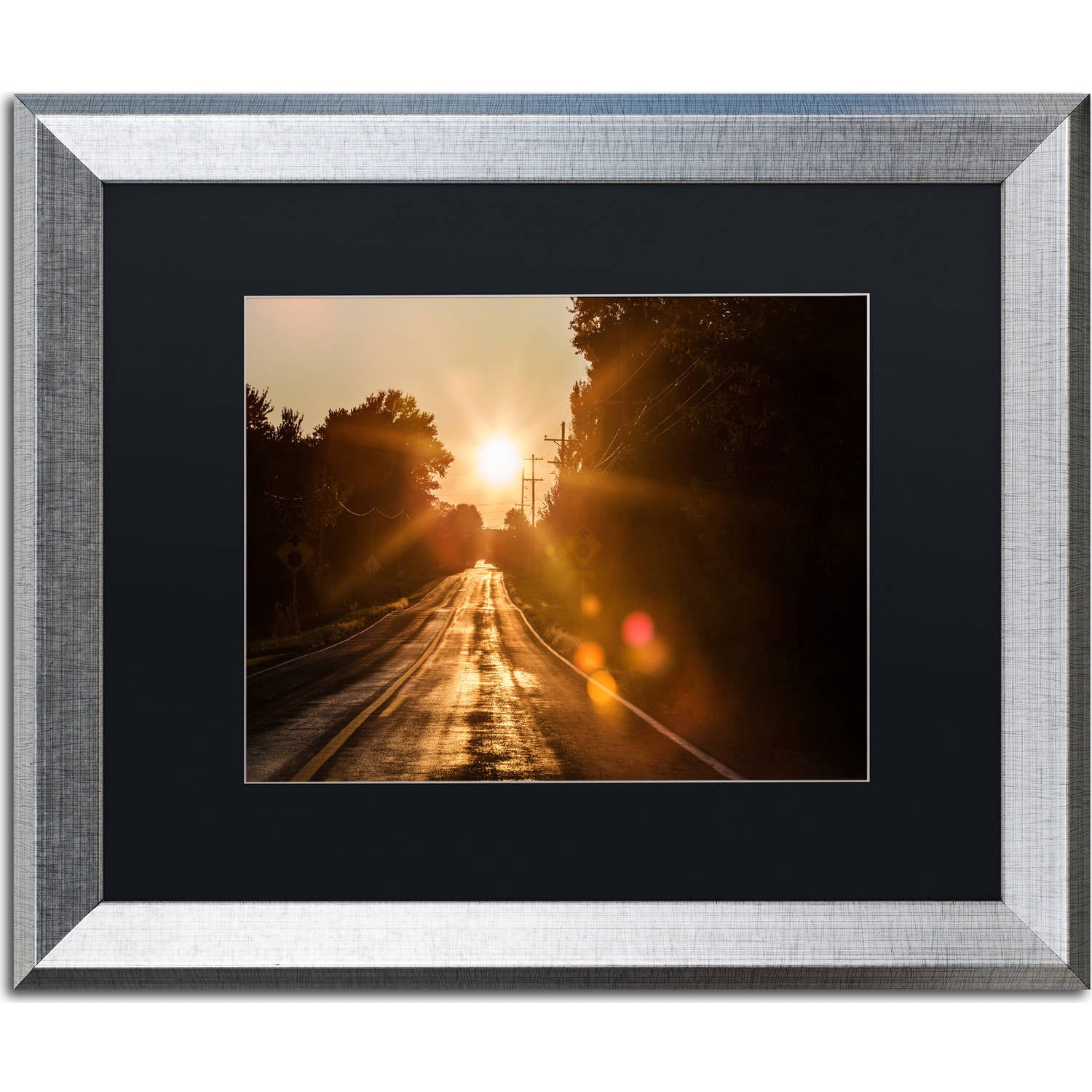 Trademark Fine Art "Sun Soaked Road" Canvas Art by Jason Shaffer, Black Matte, Silver Frame